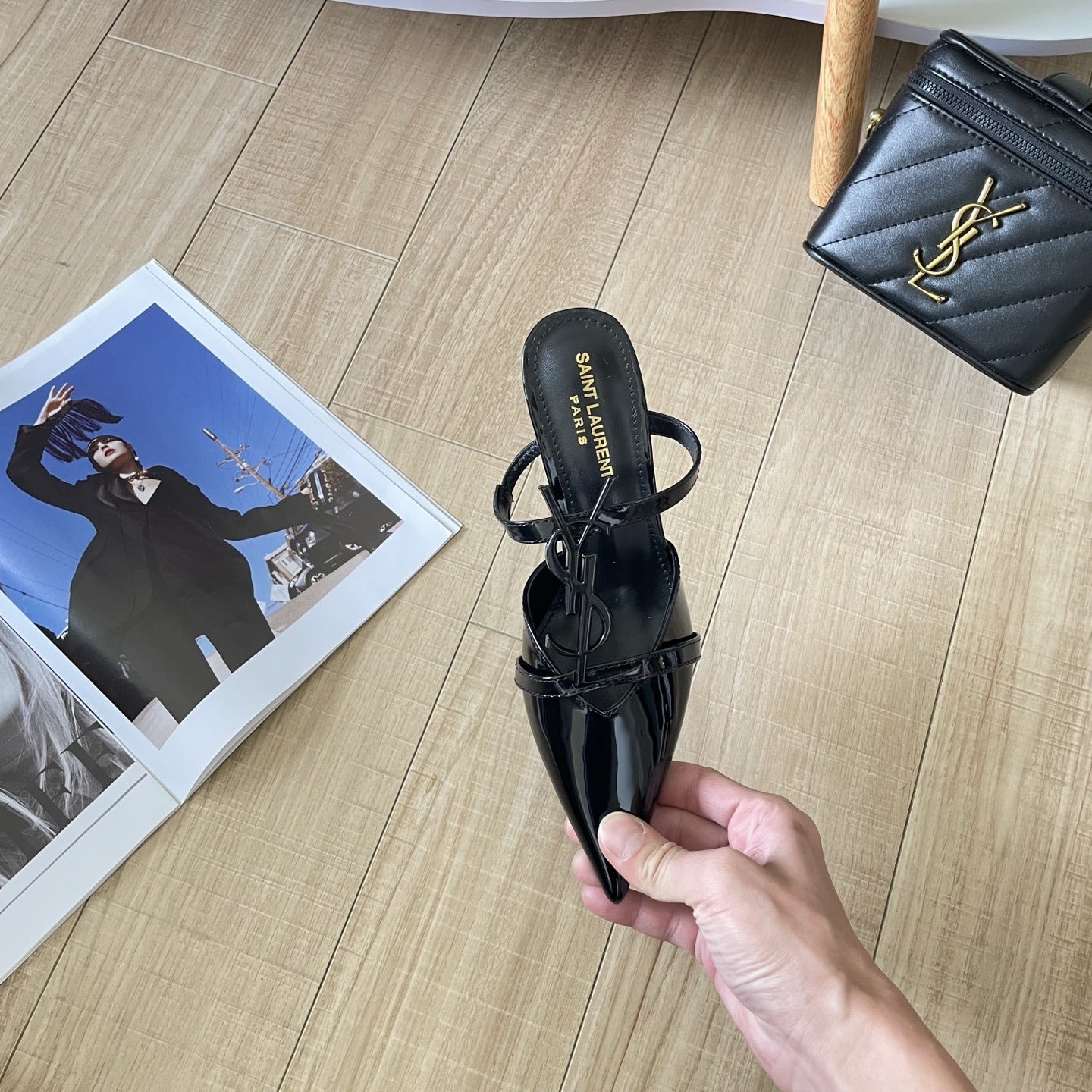 Saint Laurent Lambskin Leather Logo Sandals