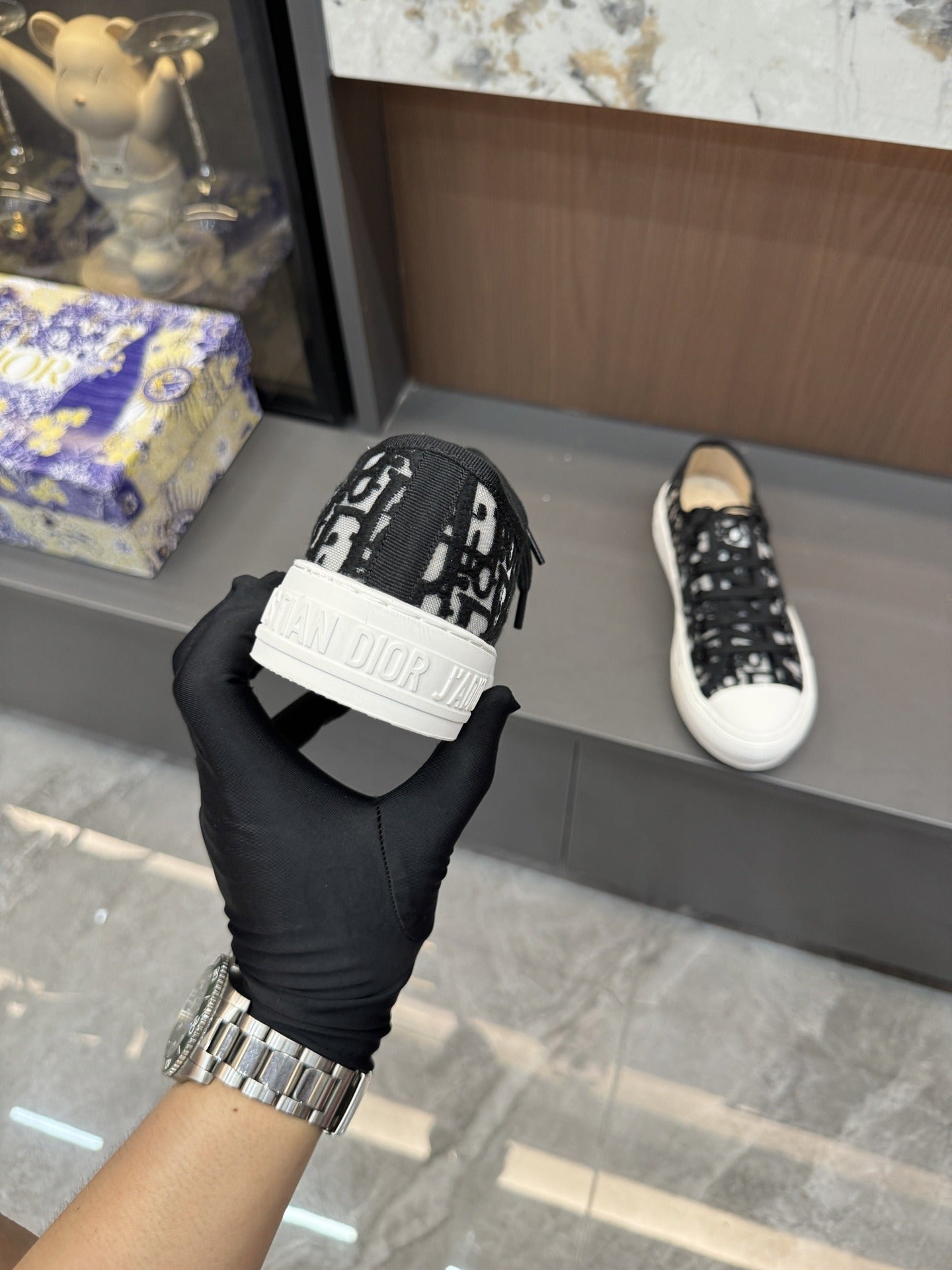 Dior Women Cotton & Lambskin Leather Embroidered Shoes