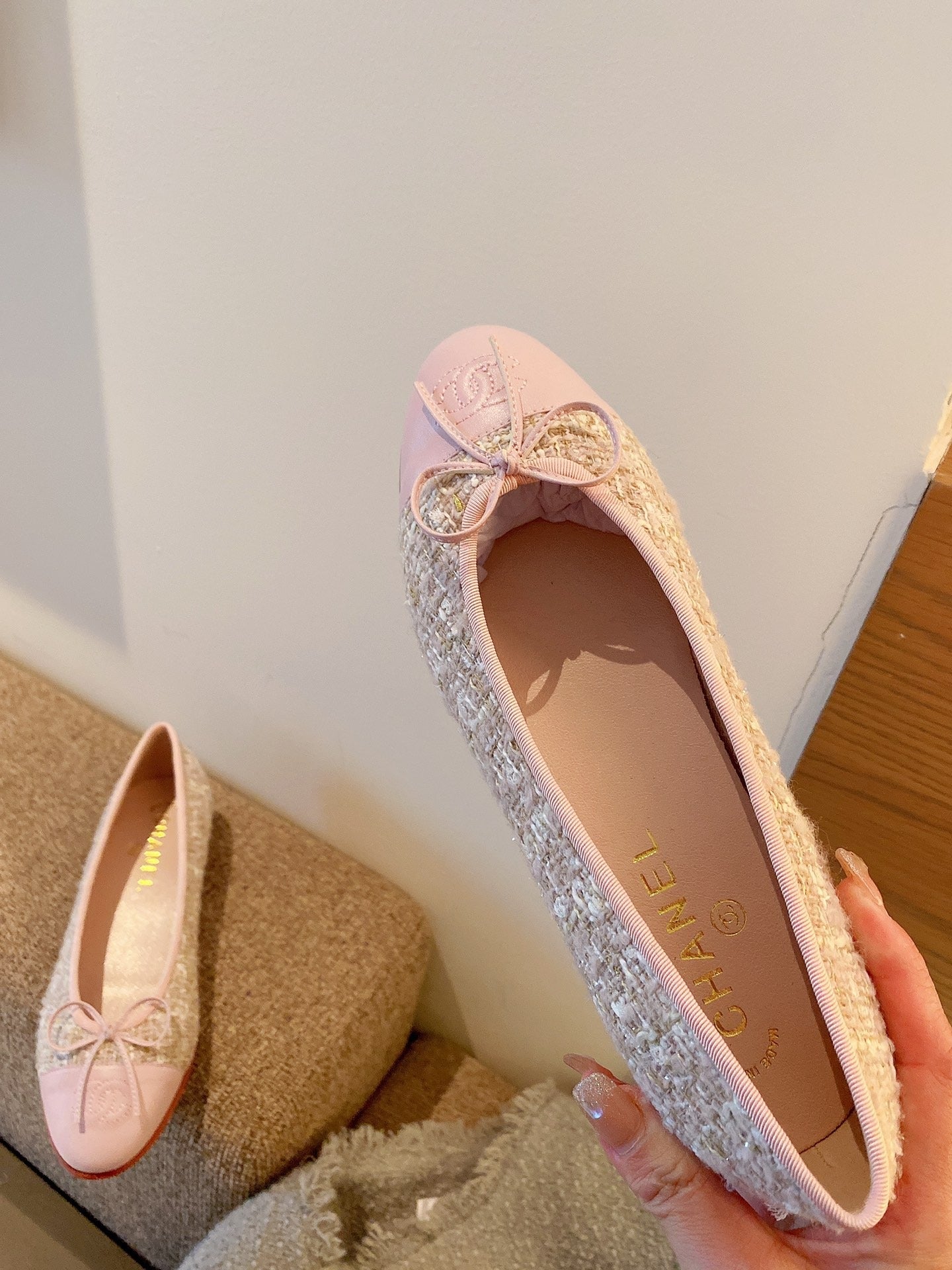 Chanel Leather Bow Ballet Flats