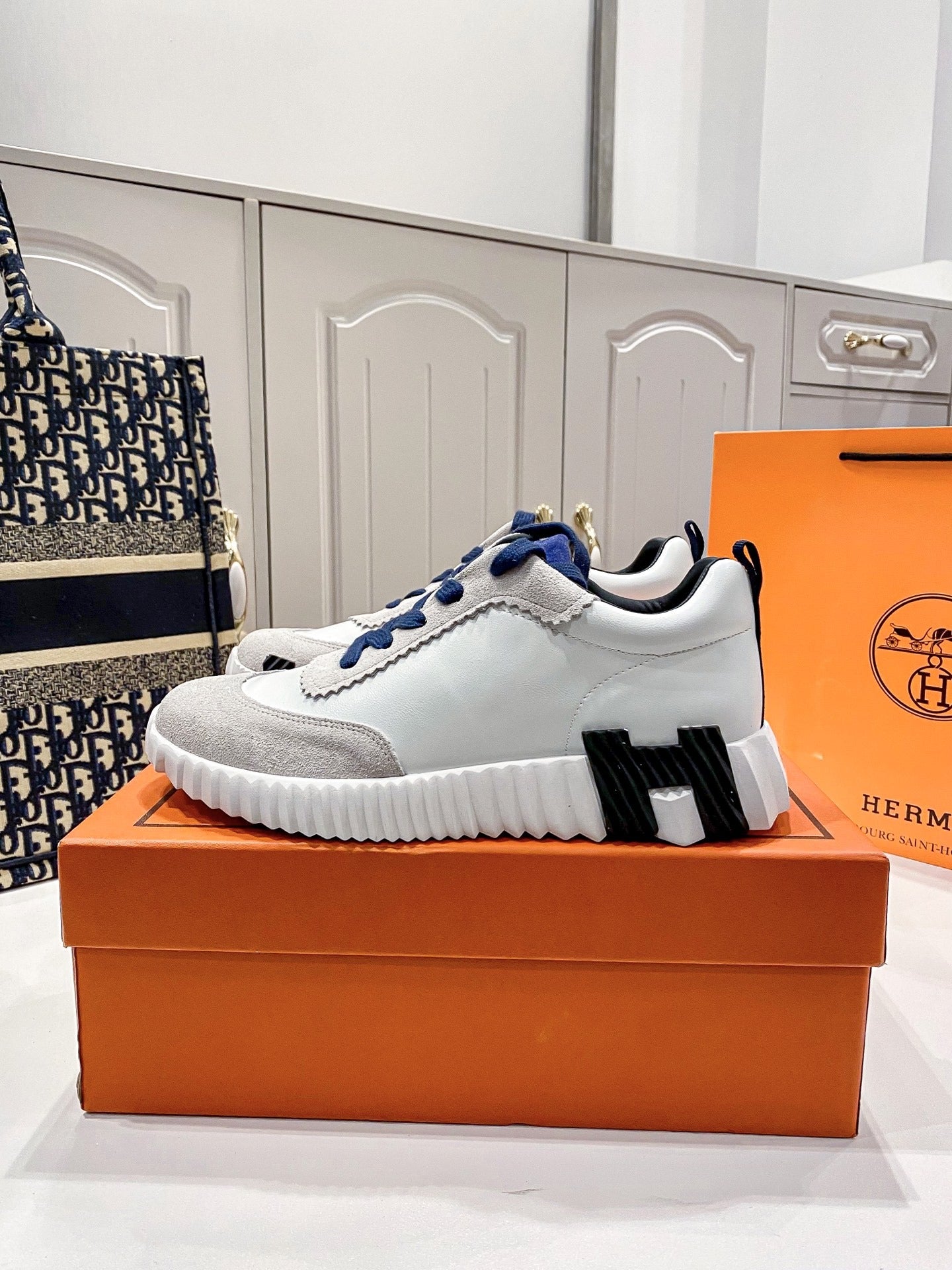 Hermes Lambskin Leather Sneakers