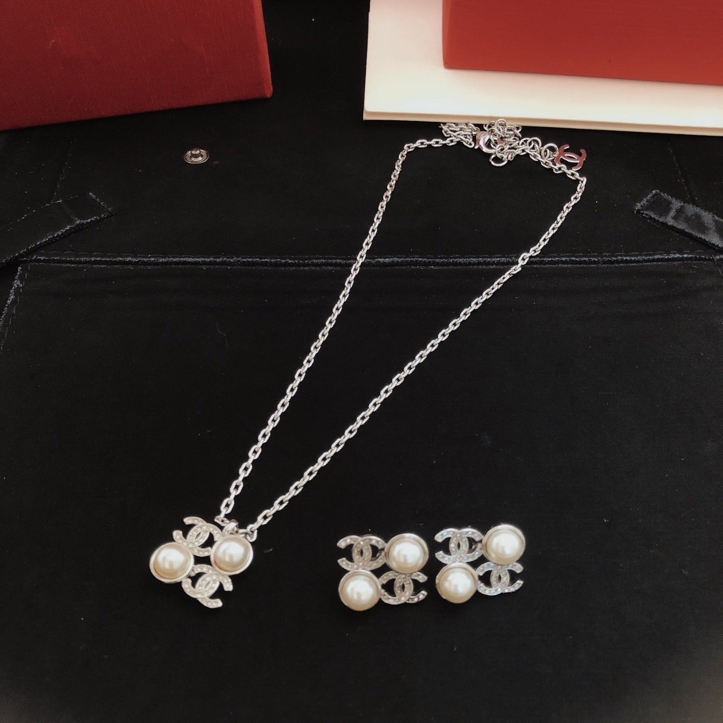 Chanel Brass Pearl Earrings
