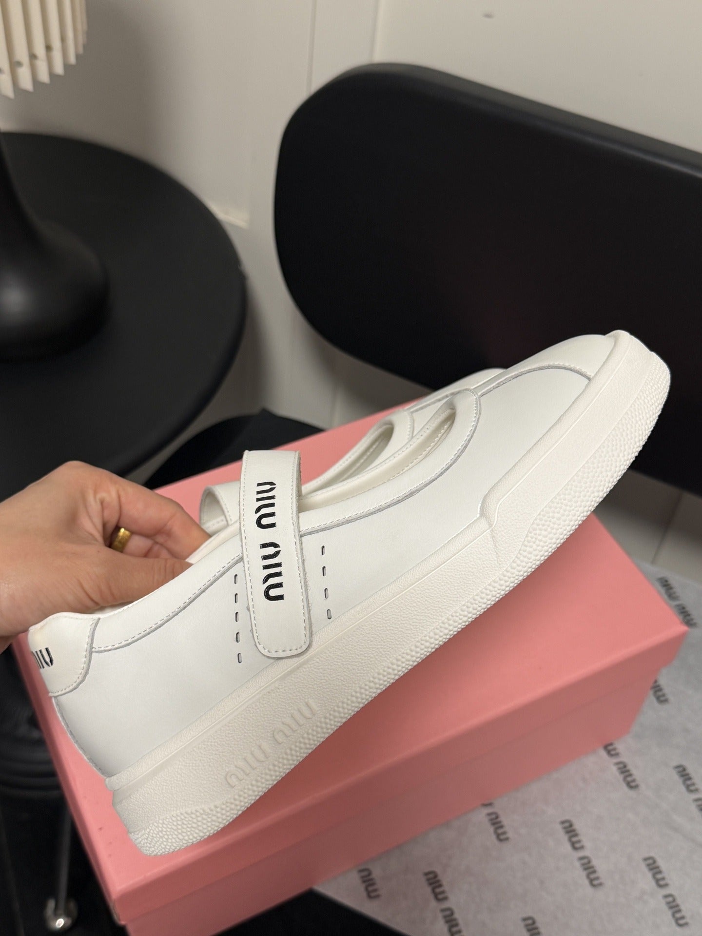 Miu Miu White Leather Logo Sneakers