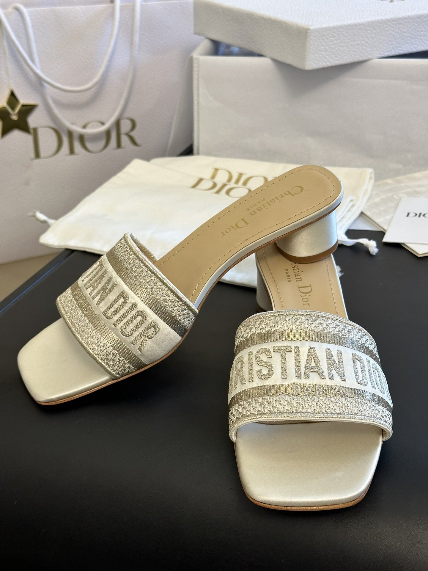 Dior Cotton & Leather Slides