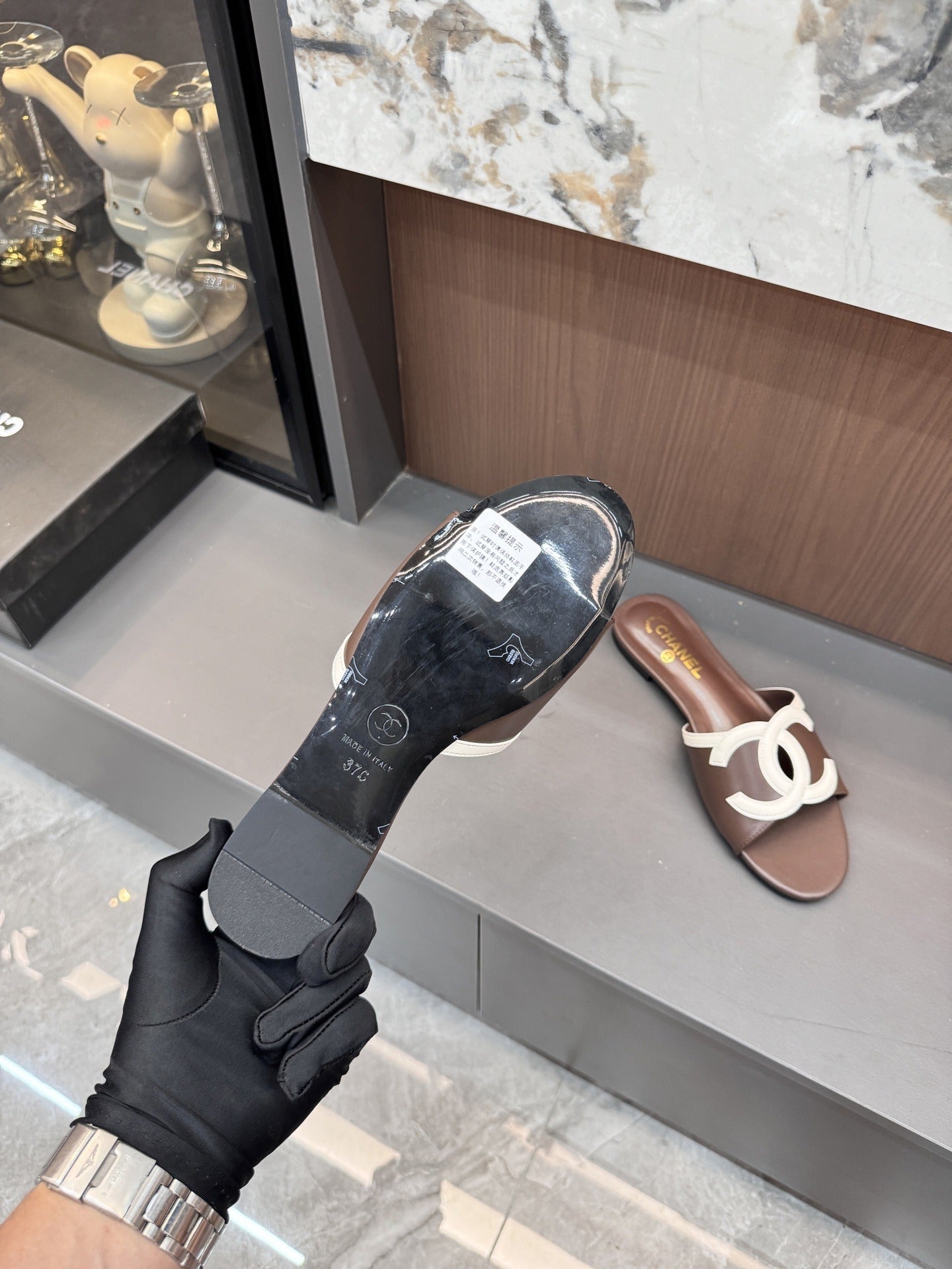 Chanel Lambskin Leather Openwork Slides