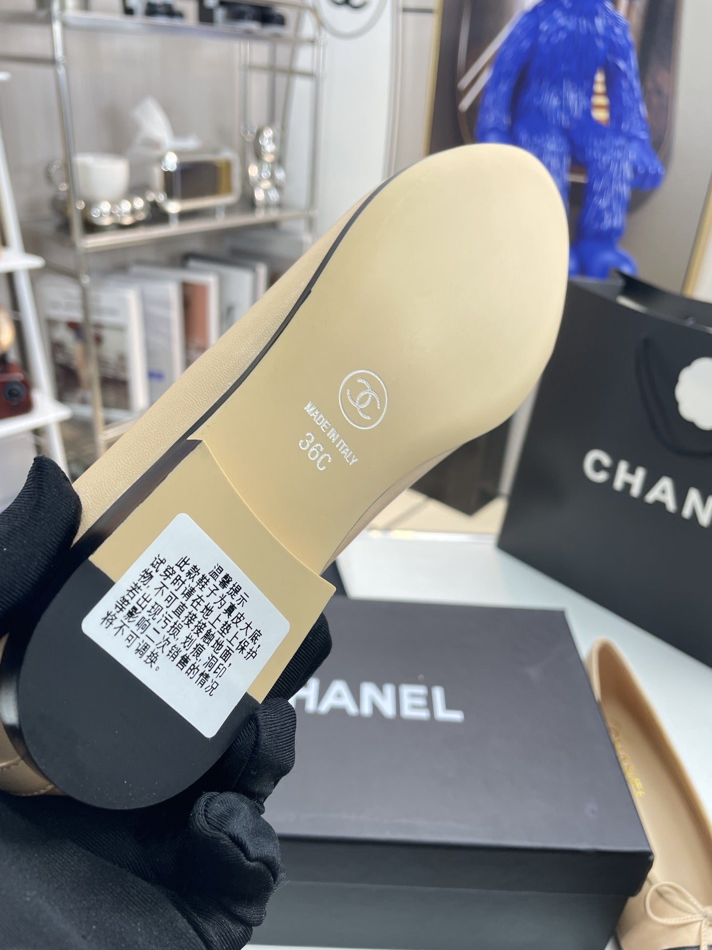 Chanel Lambskin Leather Bow Ballet Flats