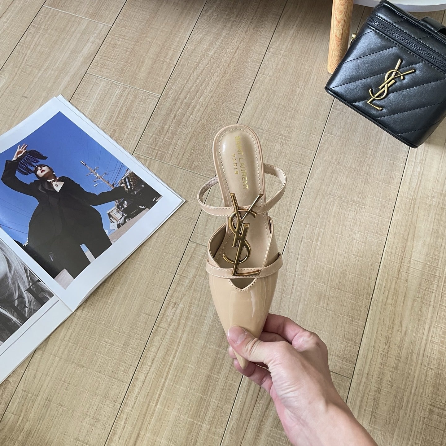 Saint Laurent Lambskin Leather Logo Sandals