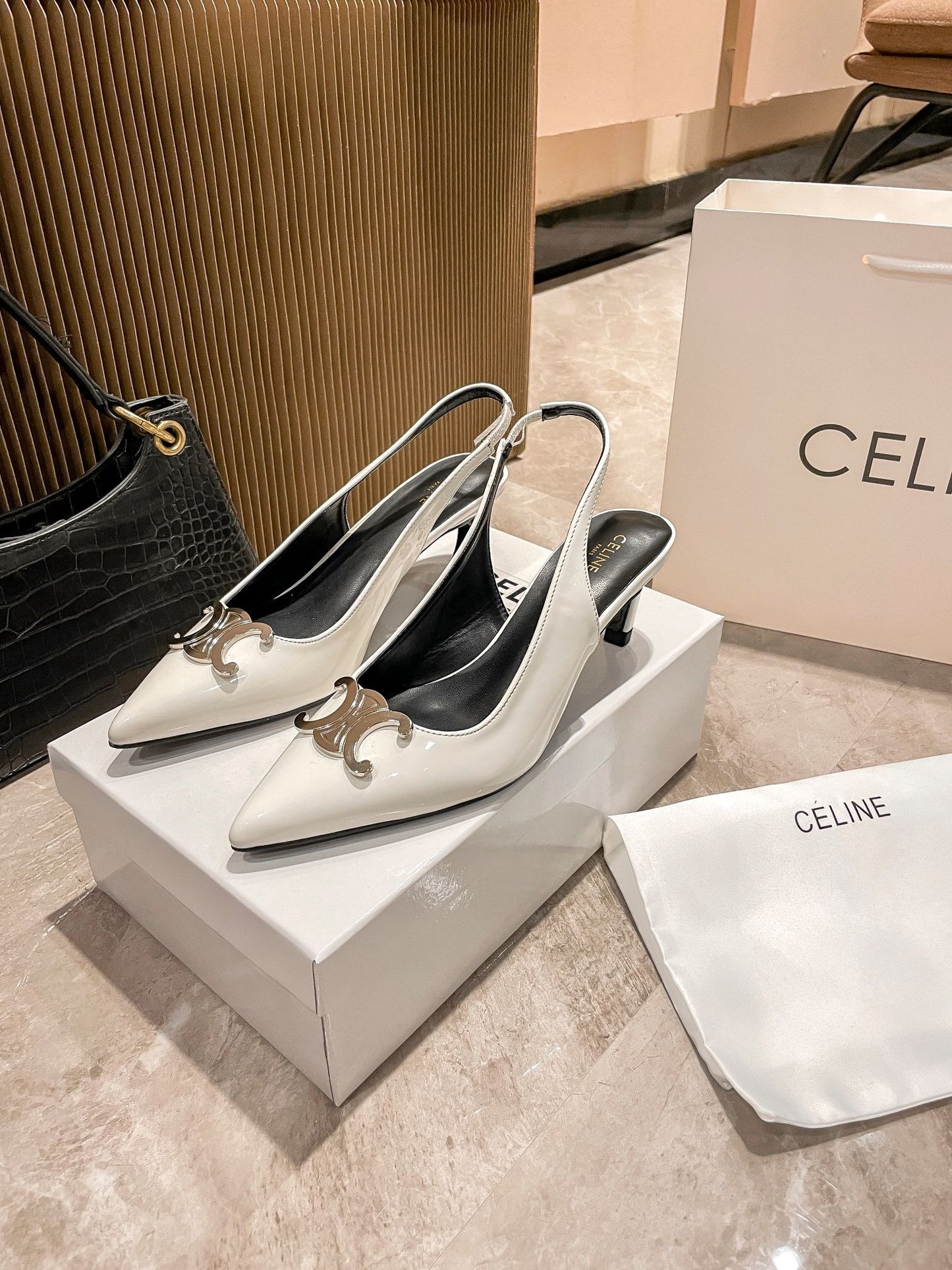 Celine Calfskin Leather Pointed Toe Heels