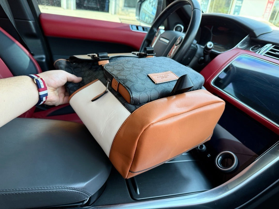 Coach Gray Canvas Logo Backpack