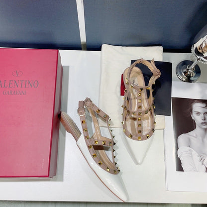 Valentino Lambskin Leather Pointed Toe Sandals