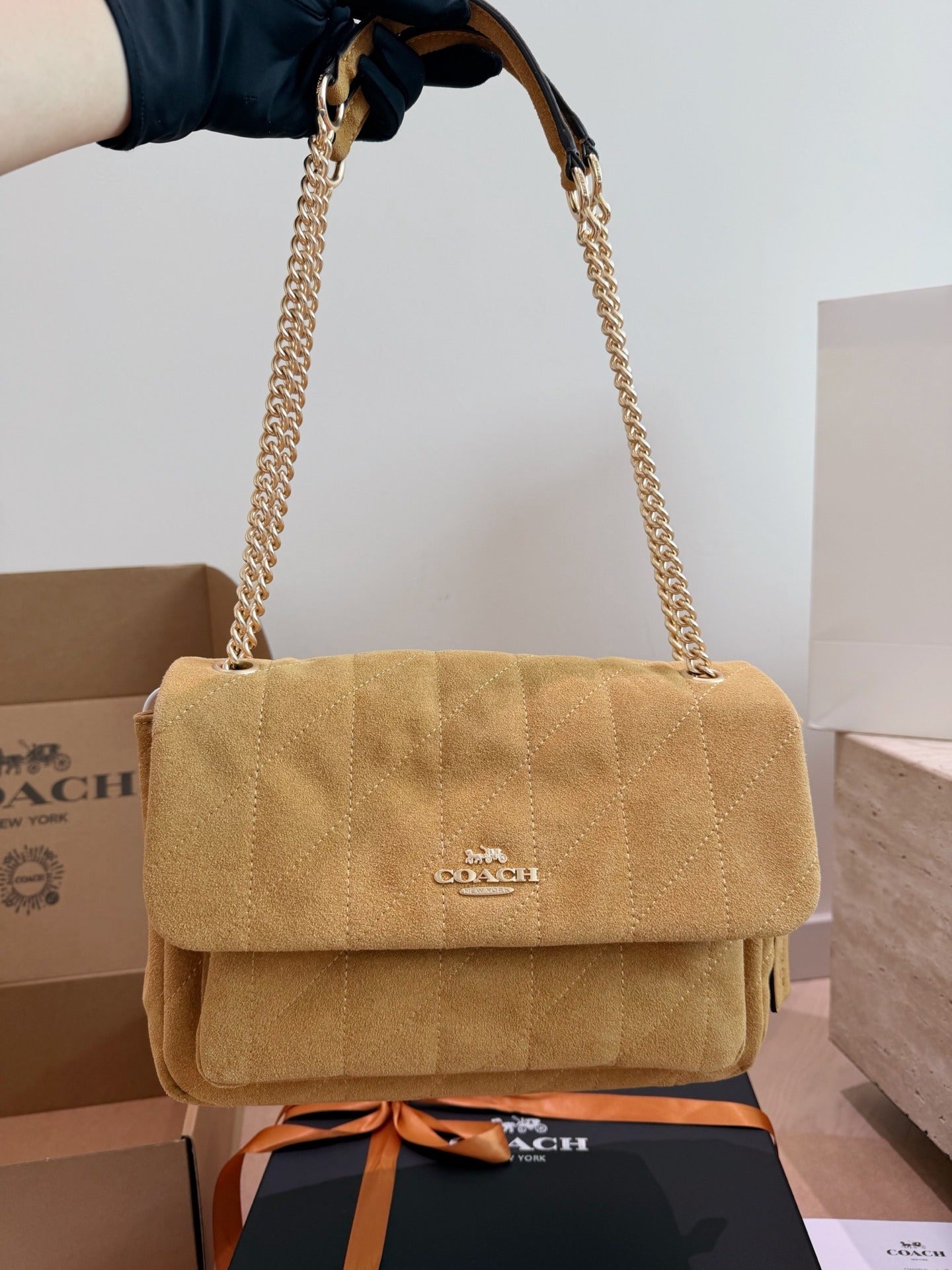 Coach Suede Chain Handbag