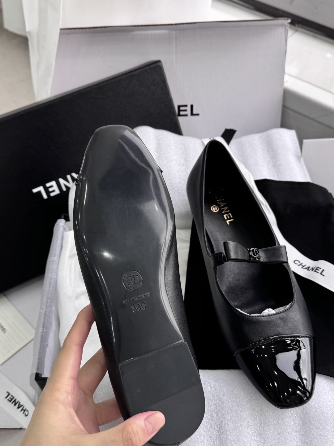 Chanel Patent Leather Bow Shoes