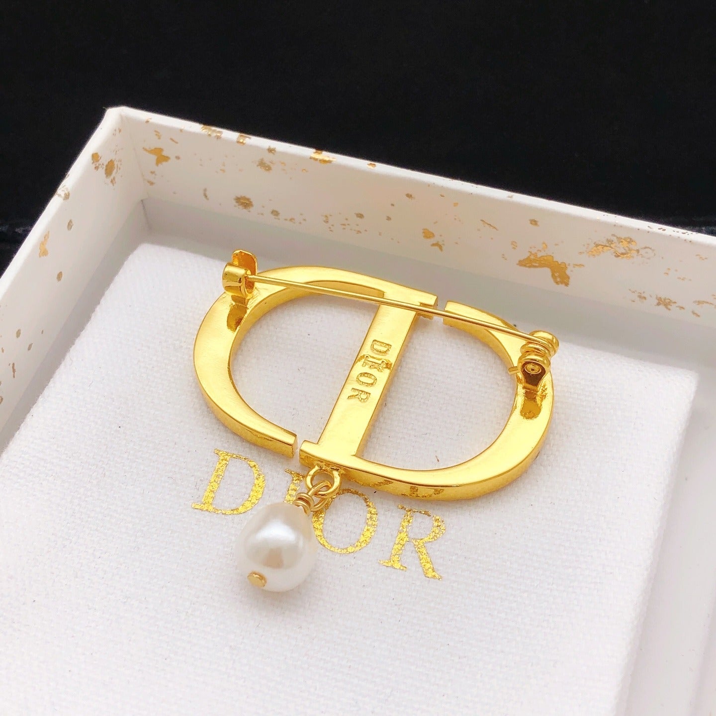 Dior Brass Pearl Brooch