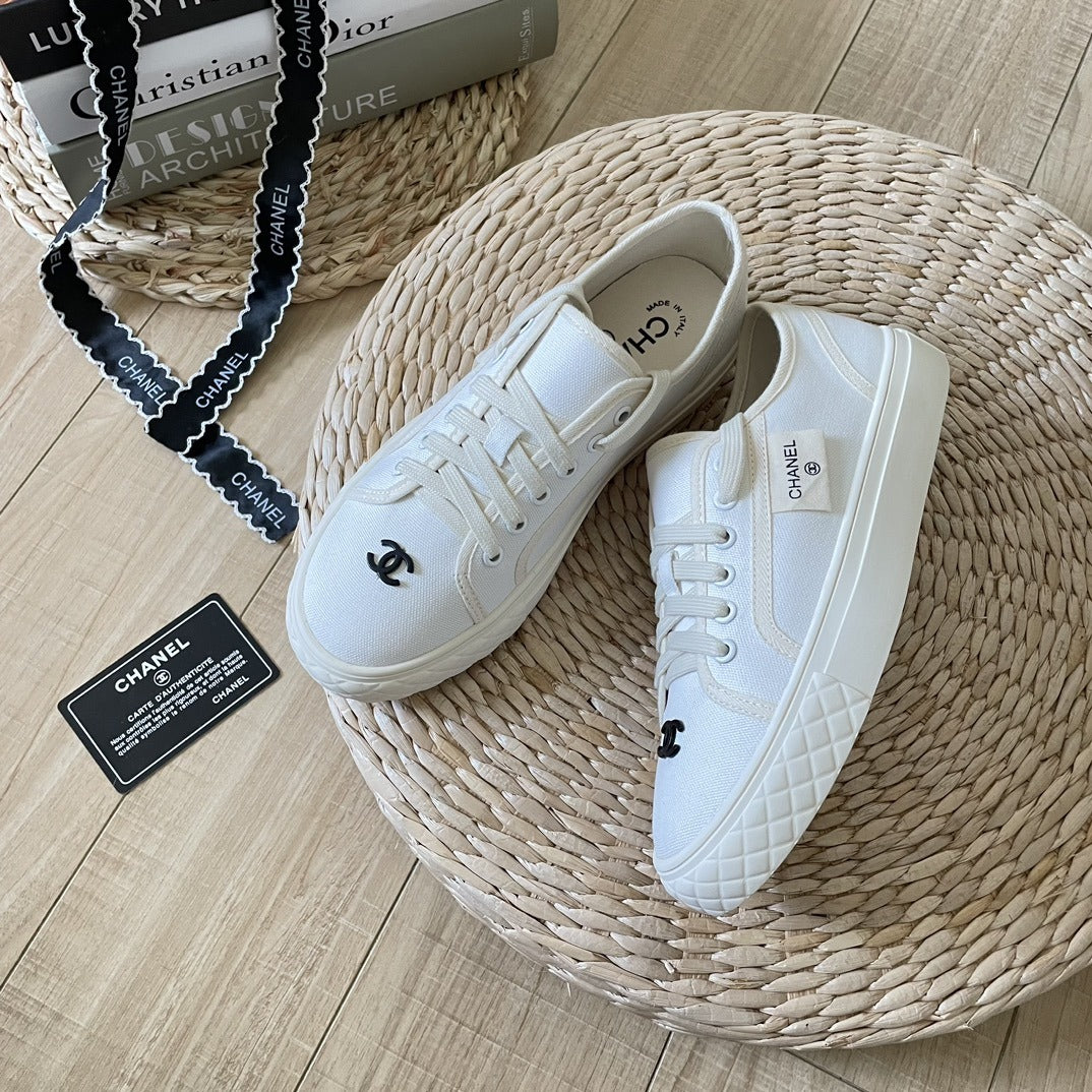 Chanel Canvas & Lambskin Leather Sneakers