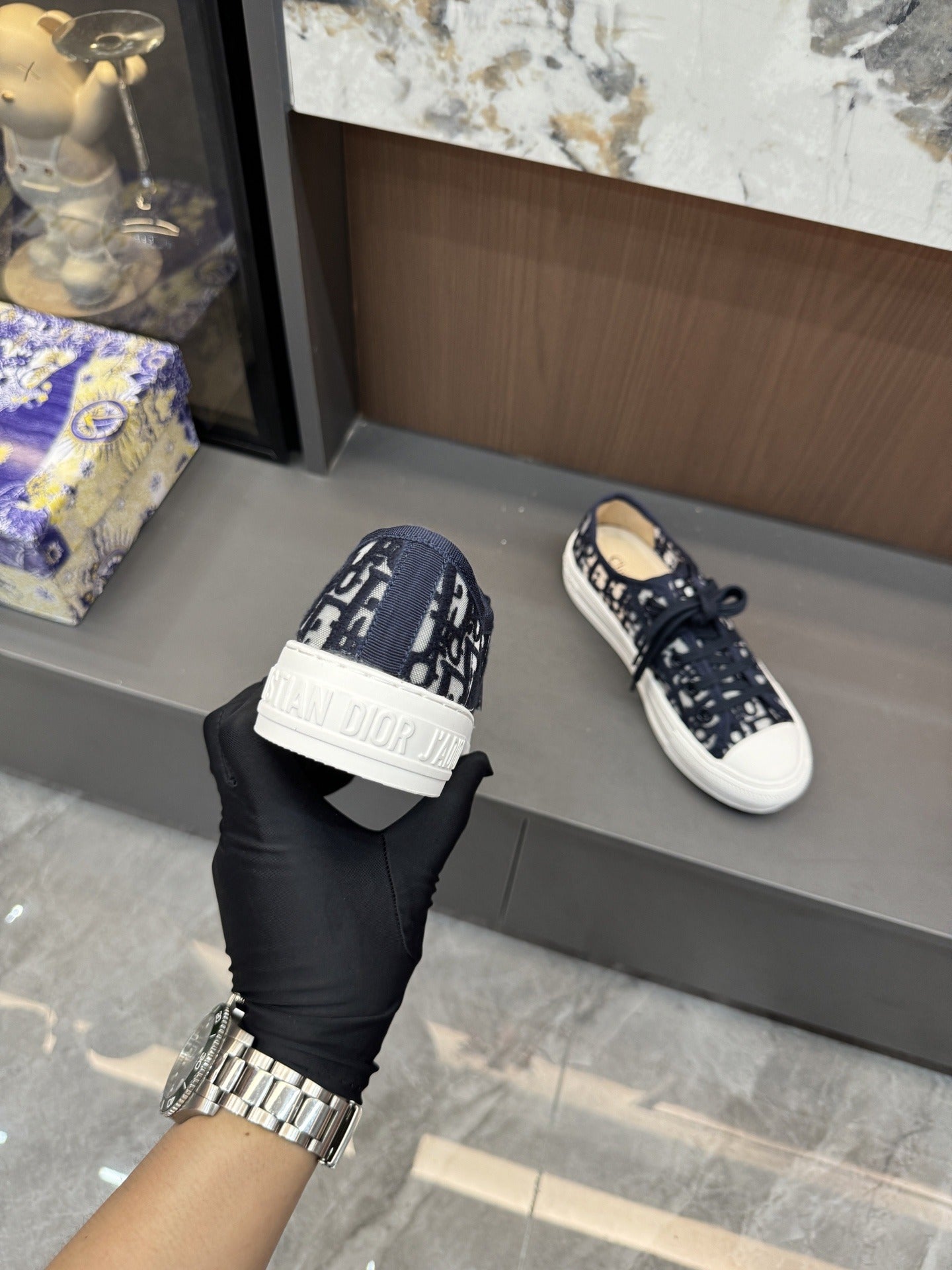 Dior Women Cotton & Lambskin Leather Embroidered Shoes