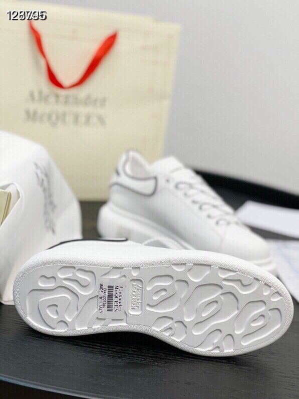 Alexander McQueen Women White Lambskin Leather Logo Sneakers