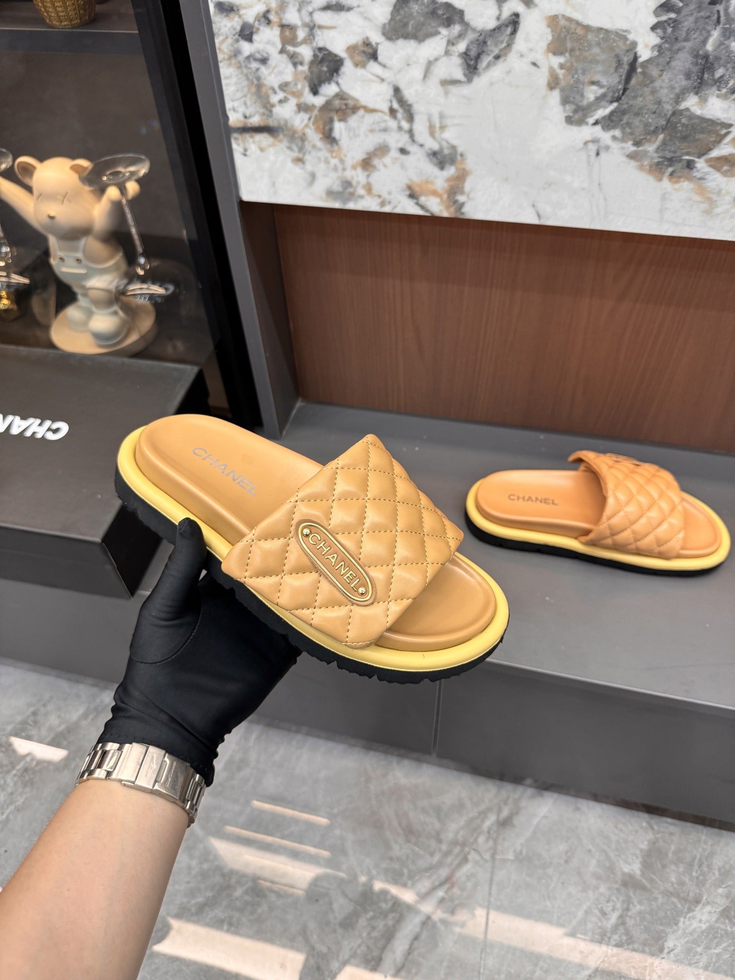 Chanel Lambskin Leather Slides