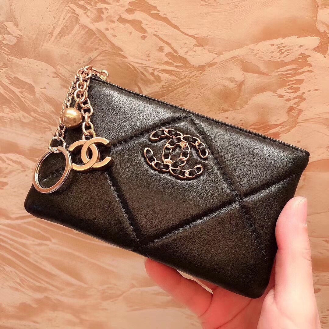 Chanel Black Lambskin Leather Wallet