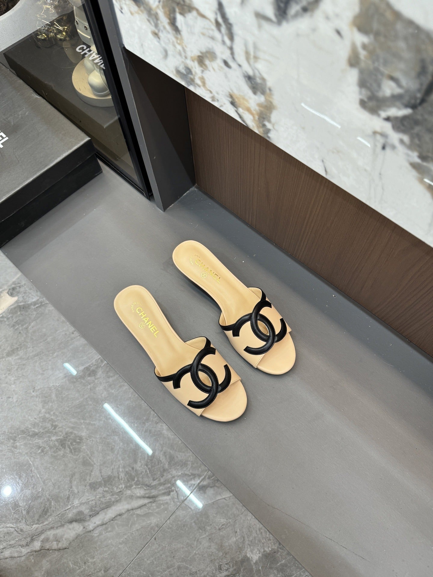 Chanel Lambskin Leather Openwork Slides