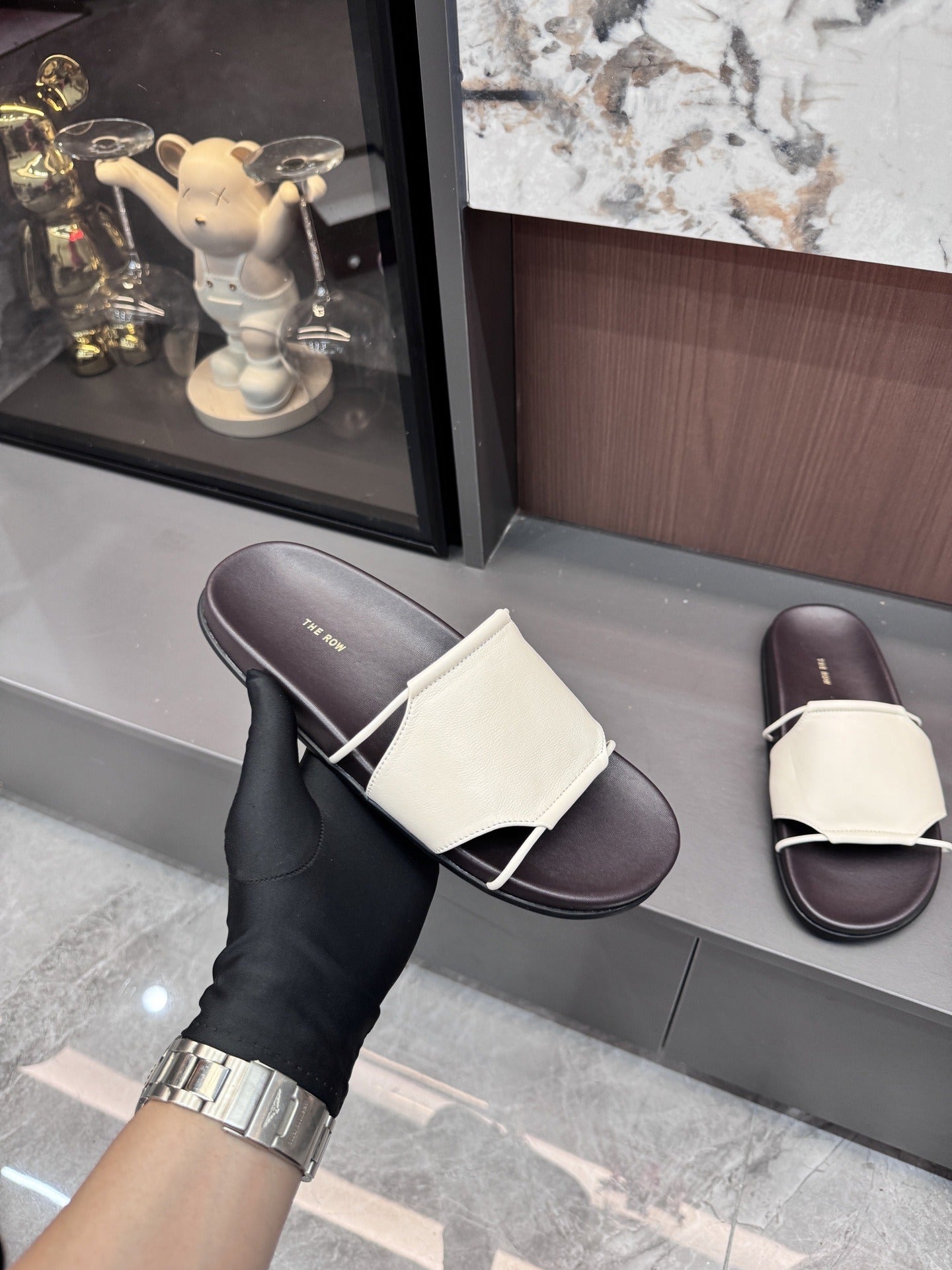 The Row Lambskin Leather Slides