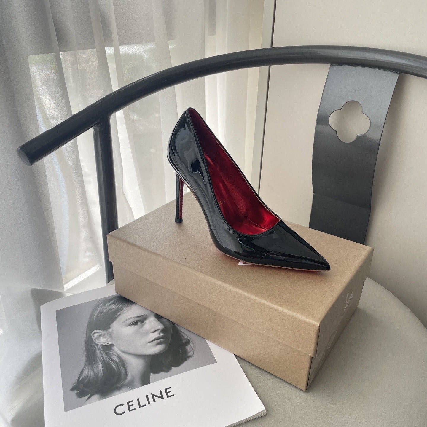 Celine Patent Leather & Lambskin Leather Pointed Toe Heels