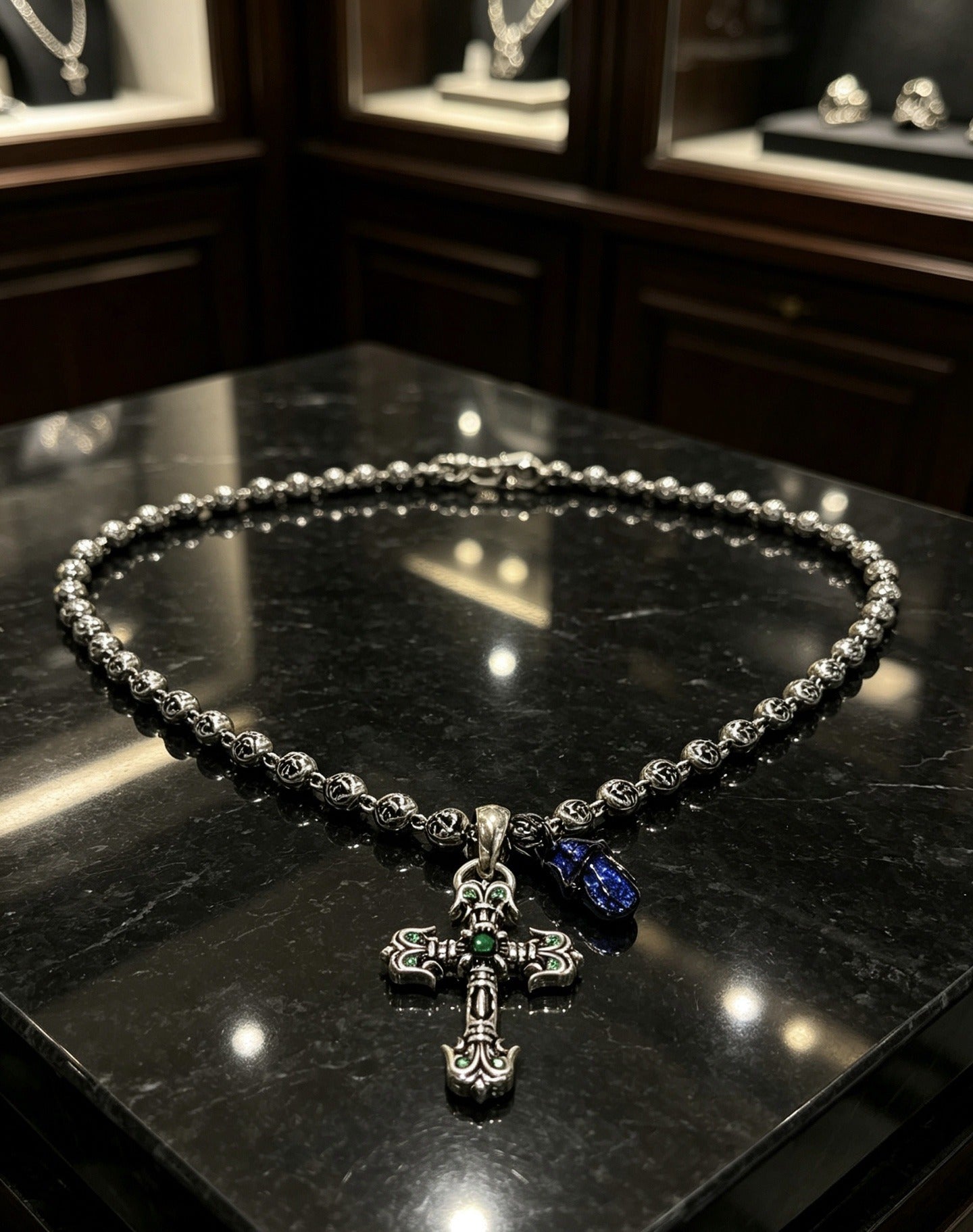 Chrome Hearts Sterling Silver Cross Necklace