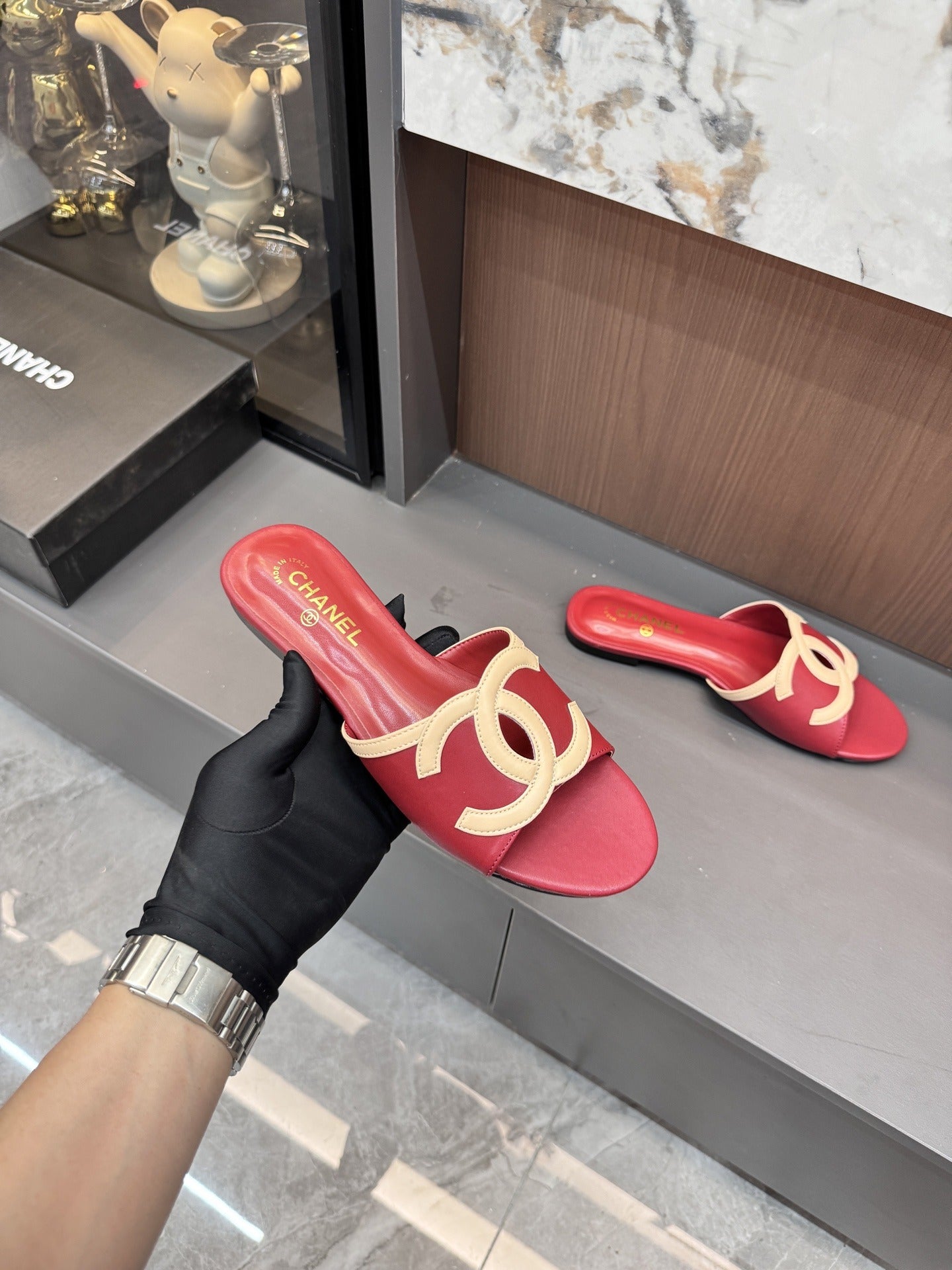 Chanel Lambskin Leather Openwork Slides