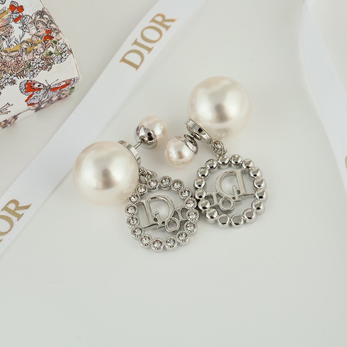 Dior Silver Pearl Earrings
