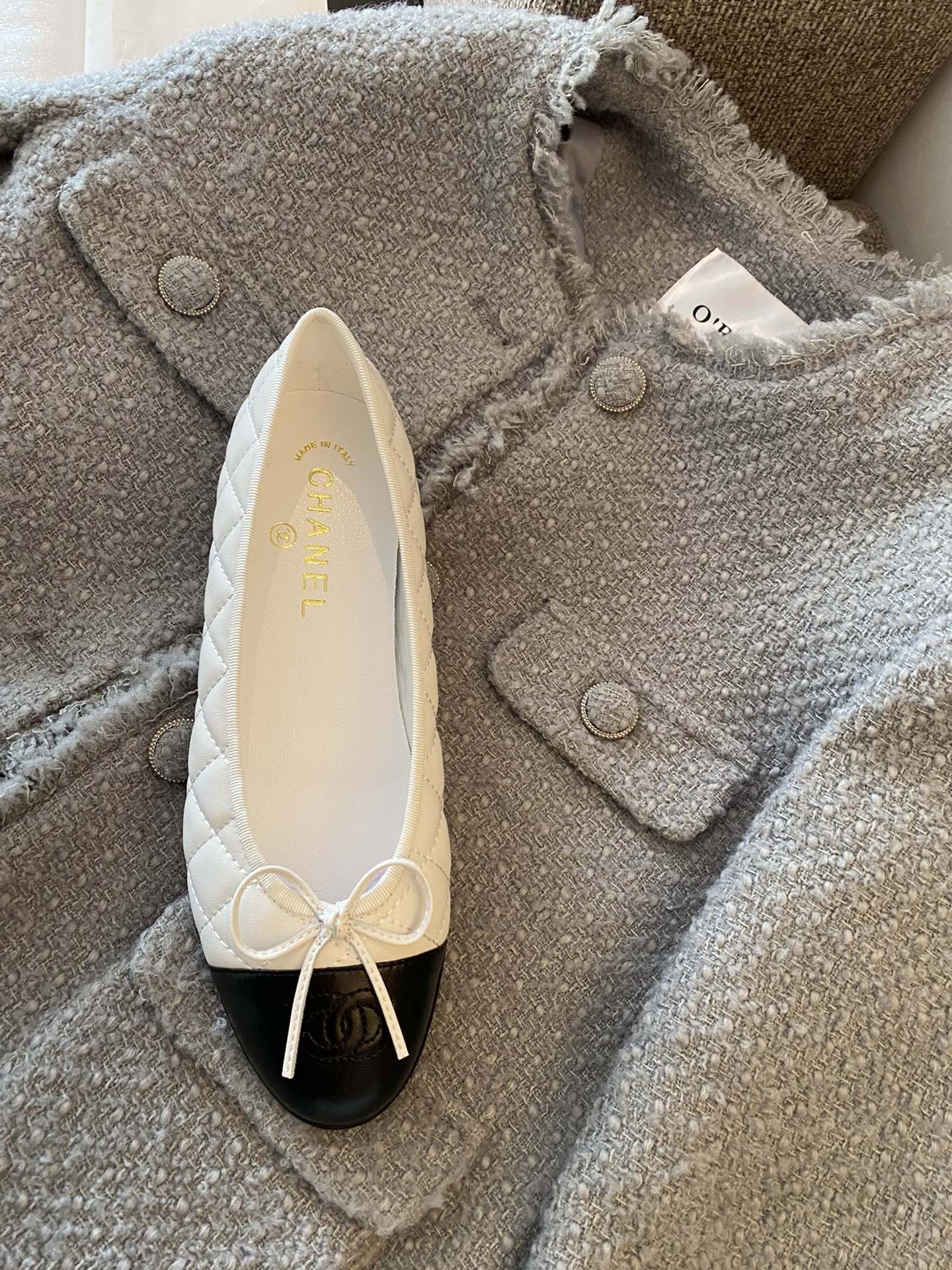 Chanel Leather Bow Ballet Flats