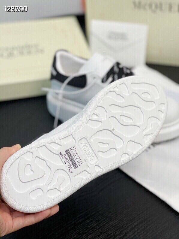 Alexander McQueen Women White Lambskin Leather Logo Sneakers