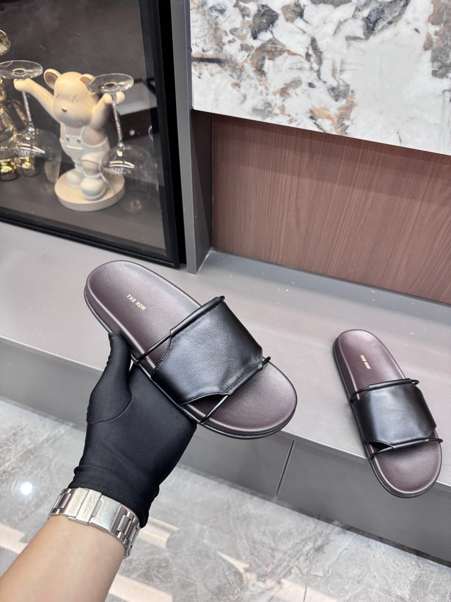 The Row Lambskin Leather Slides