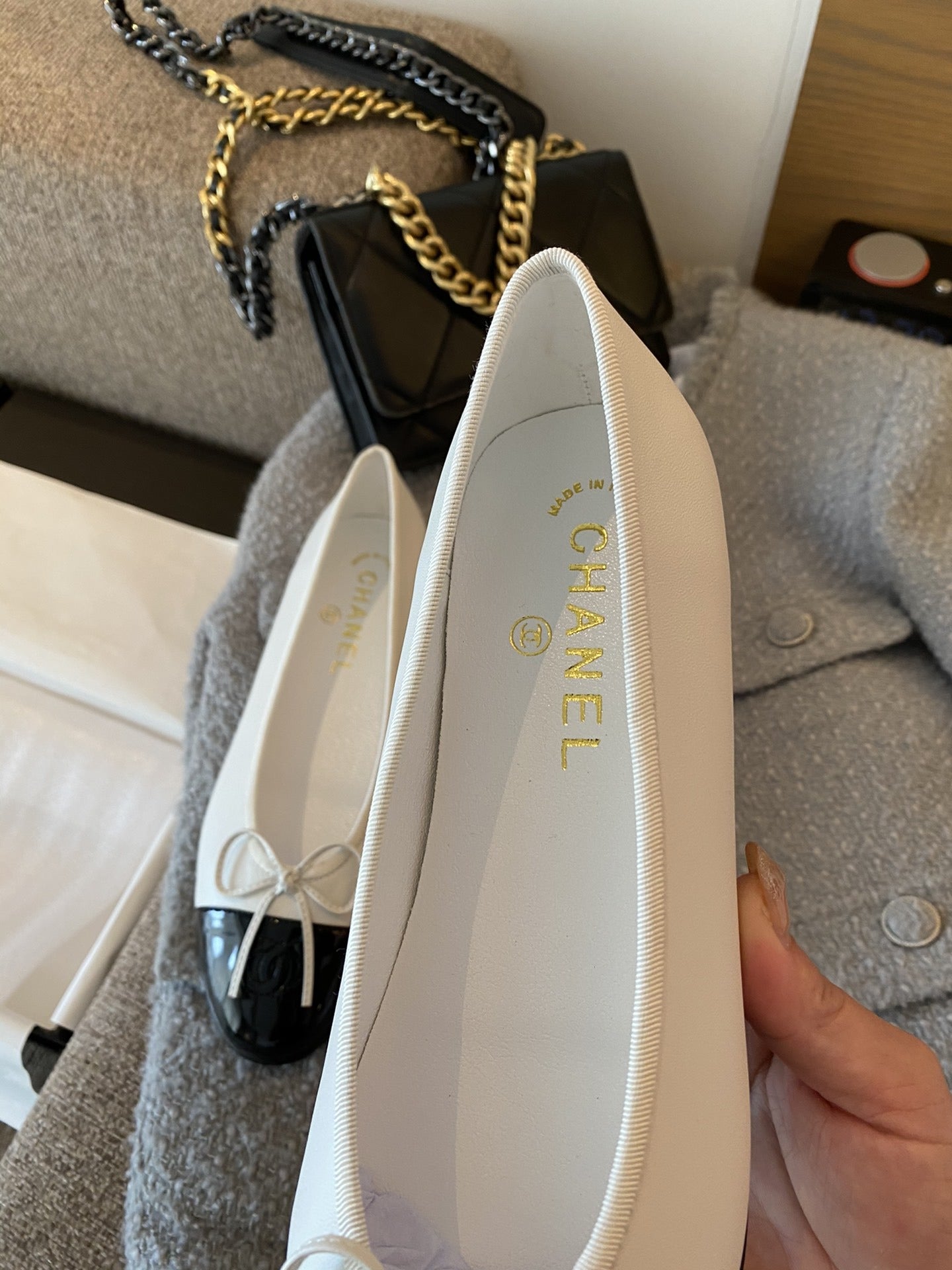 Chanel Leather Bow Ballet Flats
