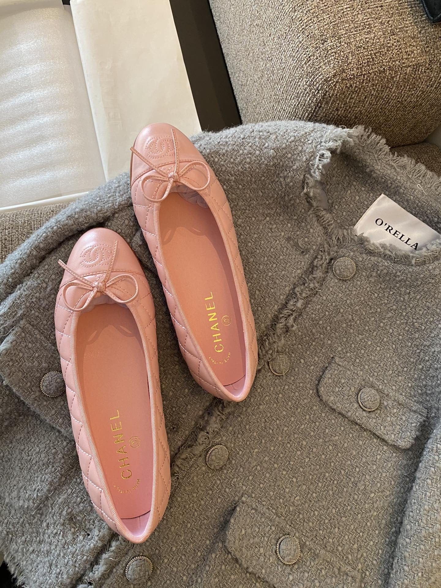 Chanel Leather Bow Ballet Flats