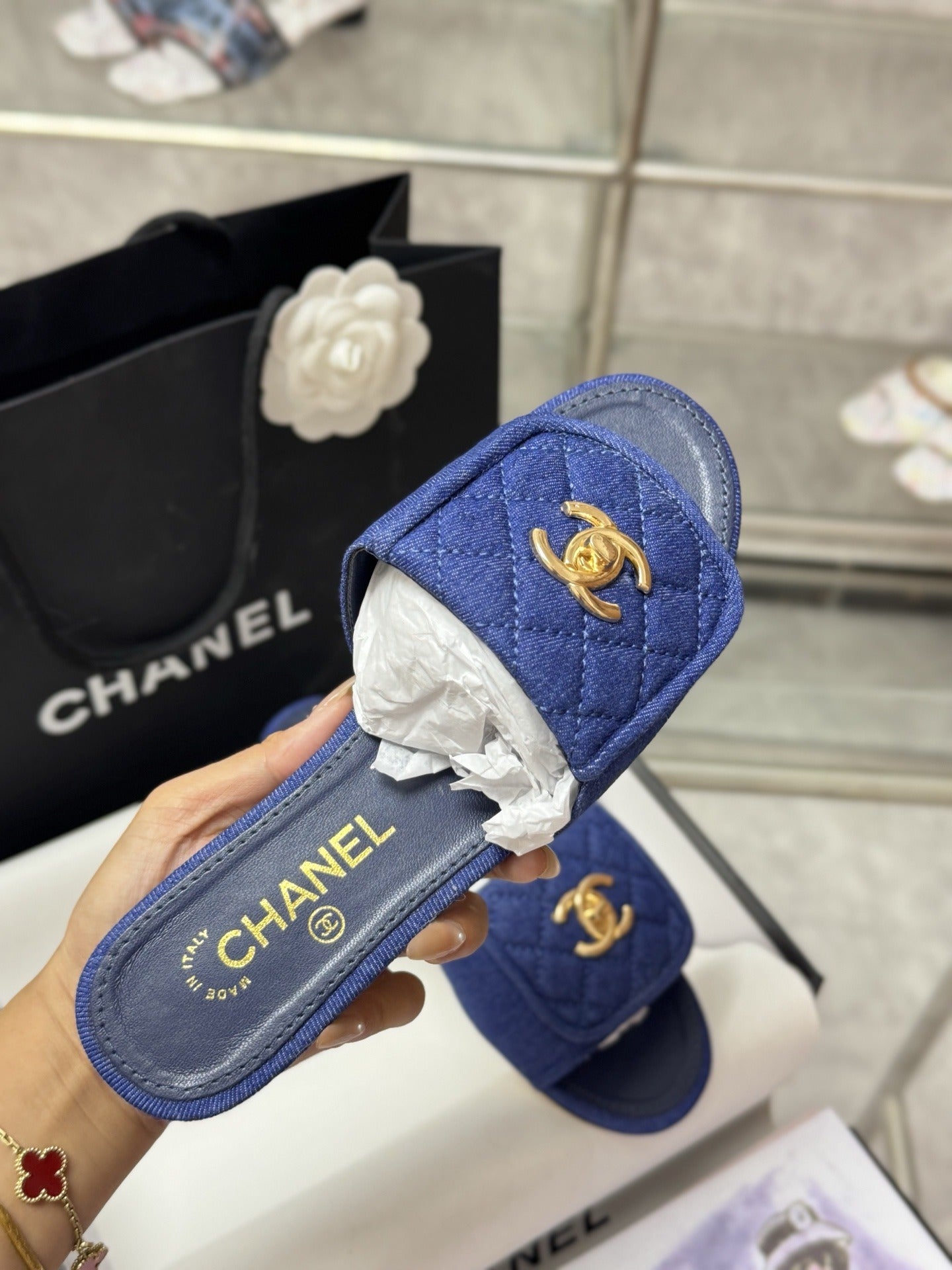 Chanel Lambskin Leather Slides