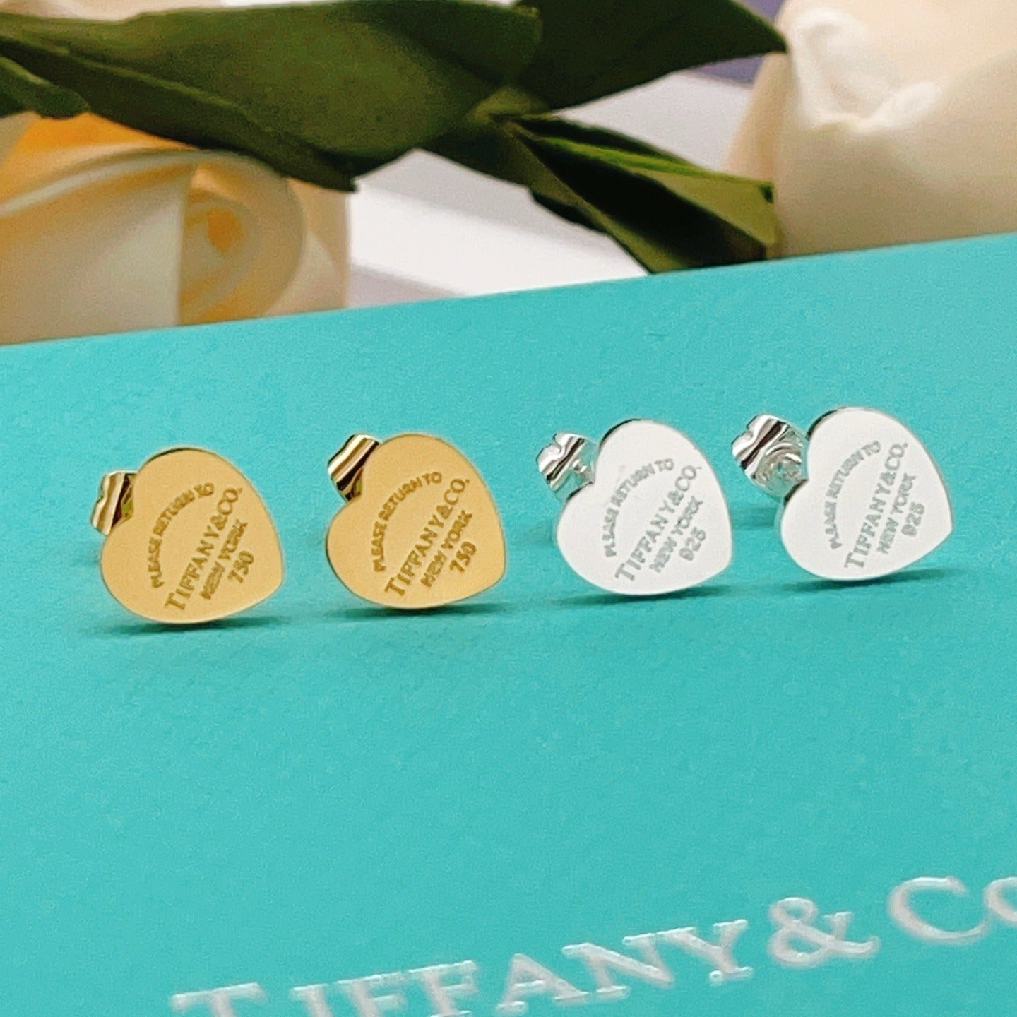 Tiffany & Co. Silver Brass Heart Earrings