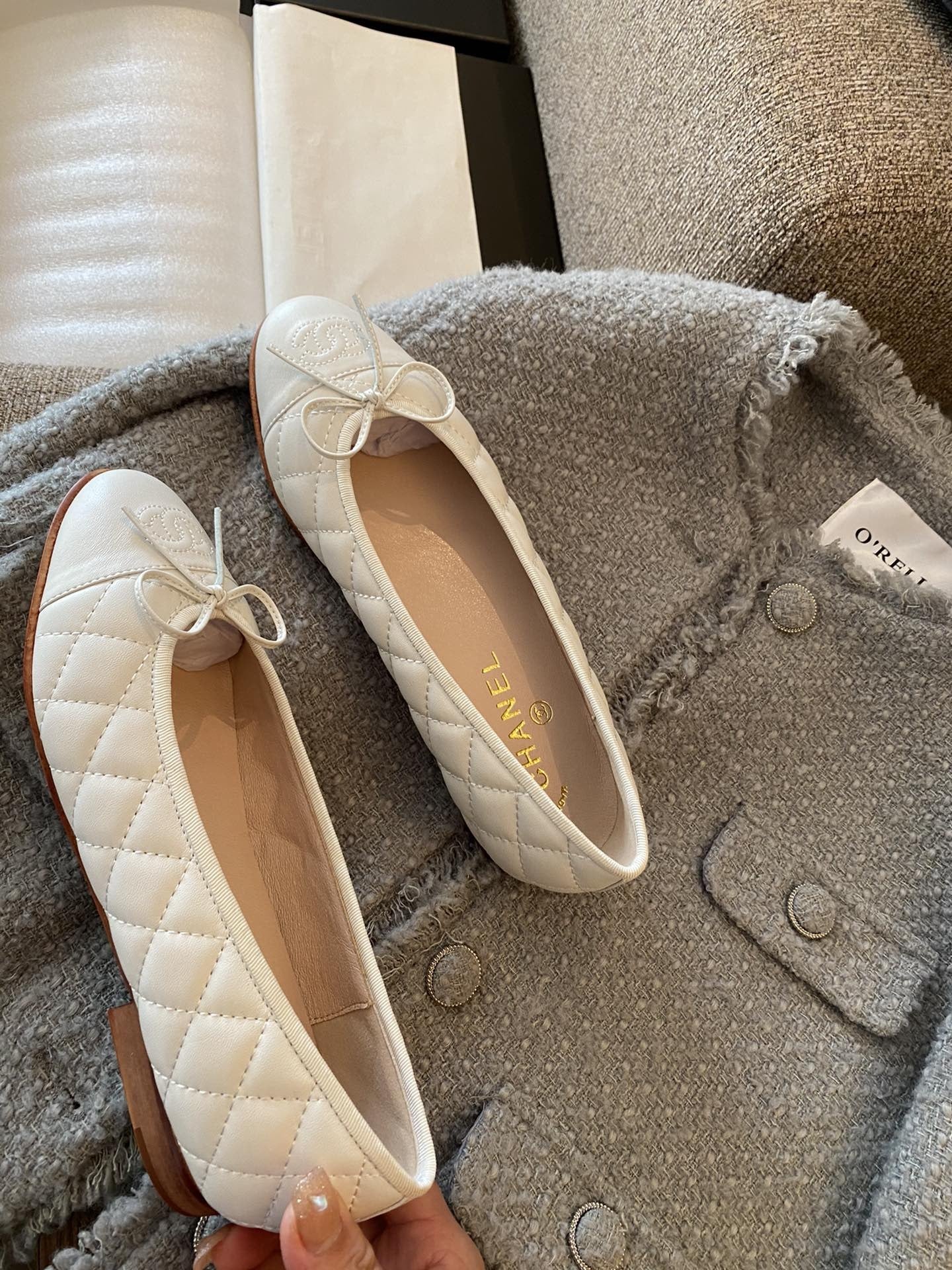 Chanel Leather Bow Ballet Flats