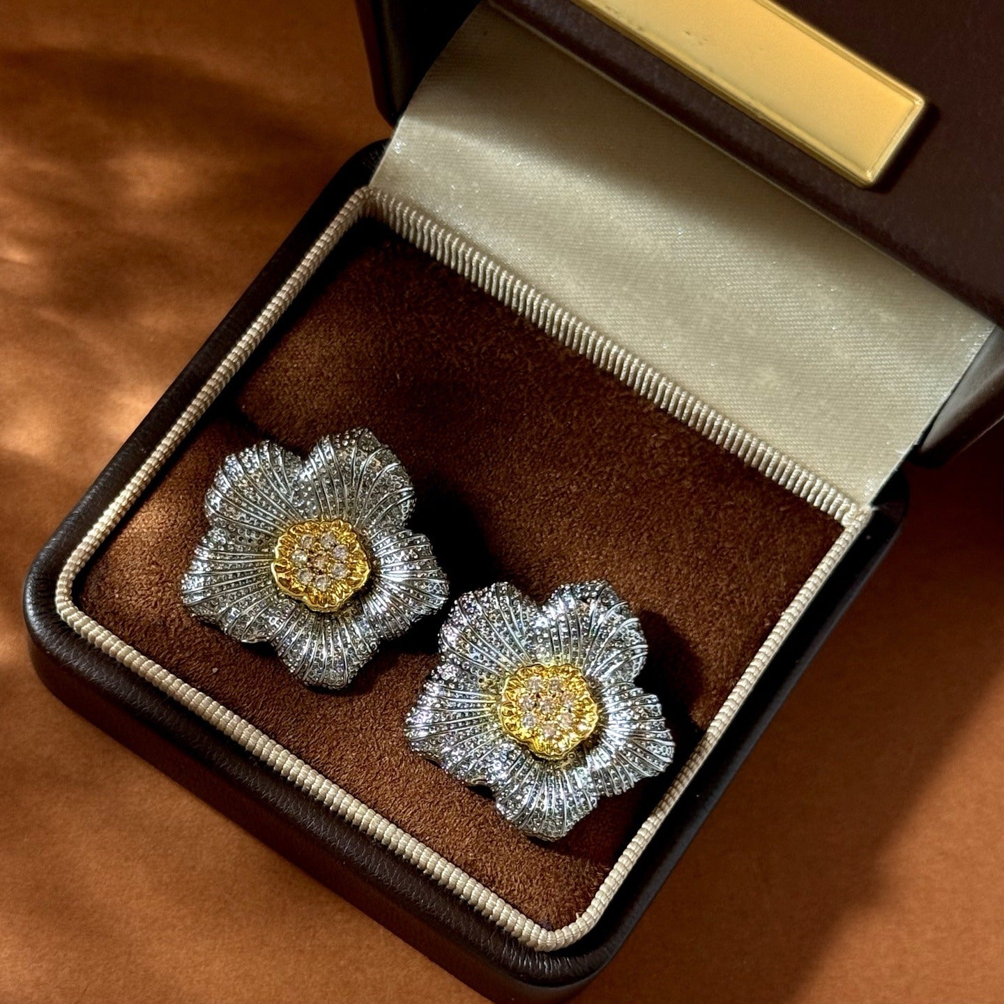 Buccellati Brass Floral Earrings