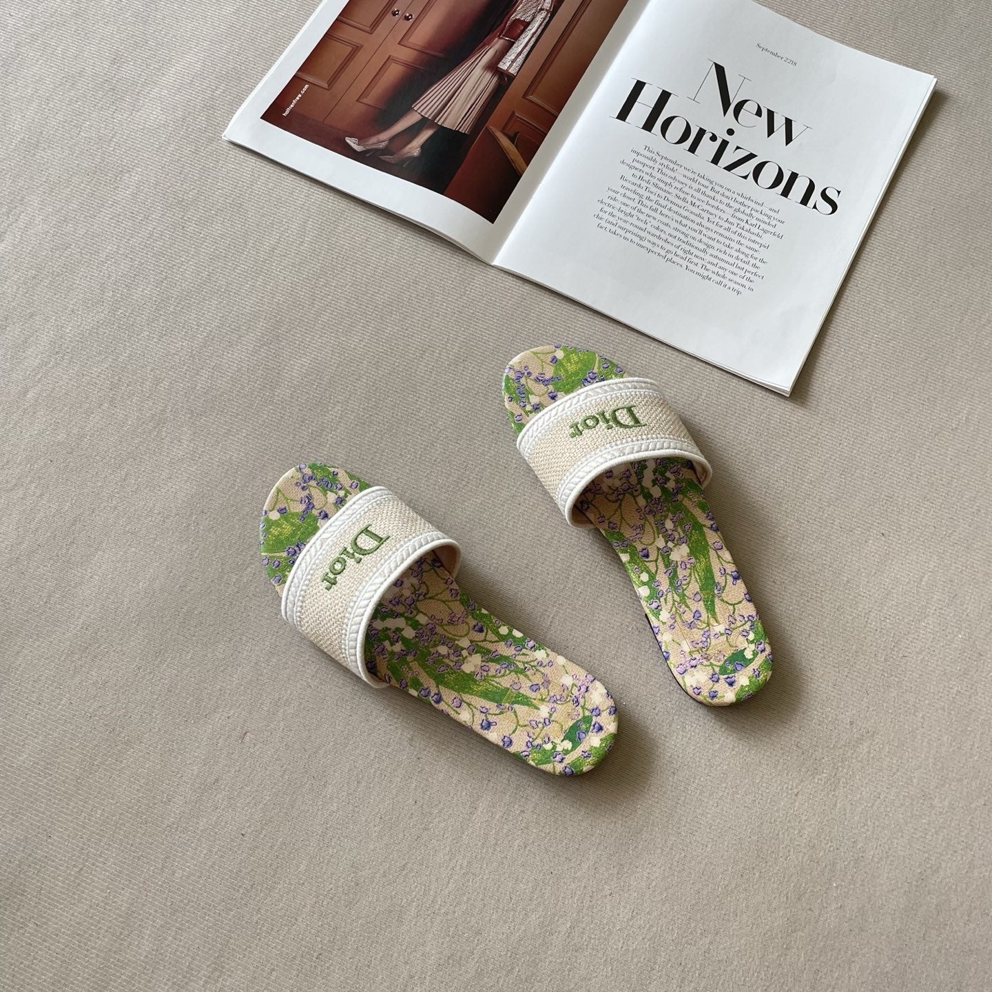 Dior Leather Embroidered Slides