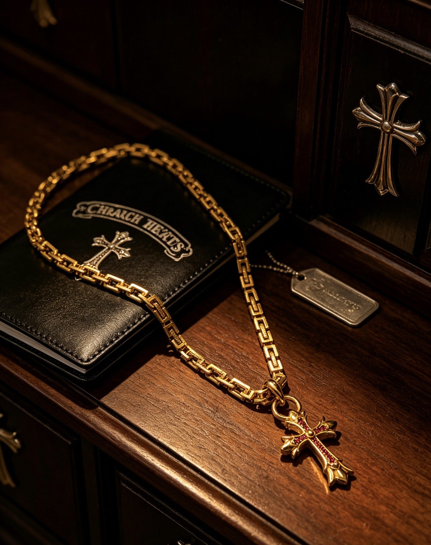 Chrome Hearts Sterling Silver Cross Necklace