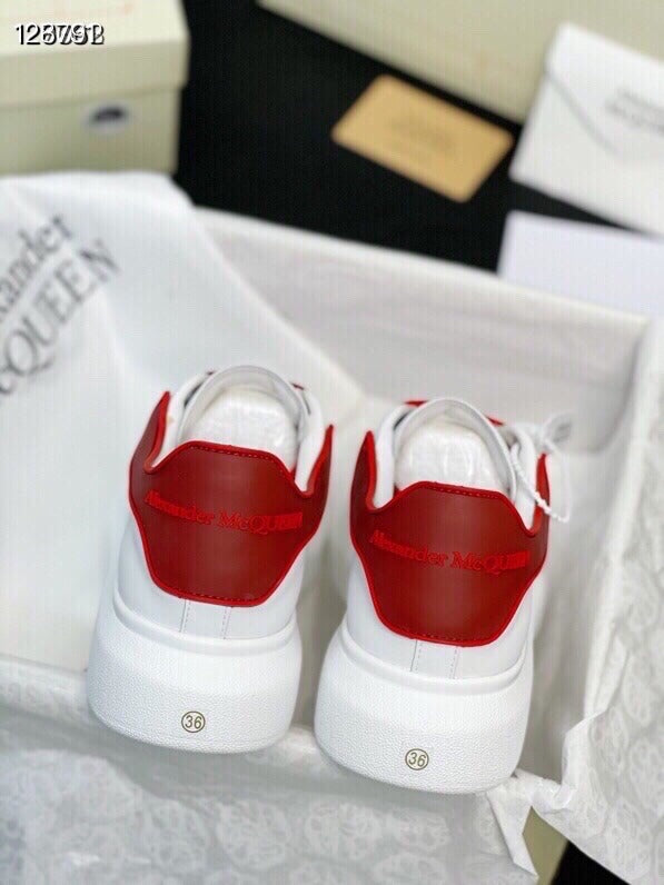 Alexander McQueen Women White Lambskin Leather Logo Sneakers