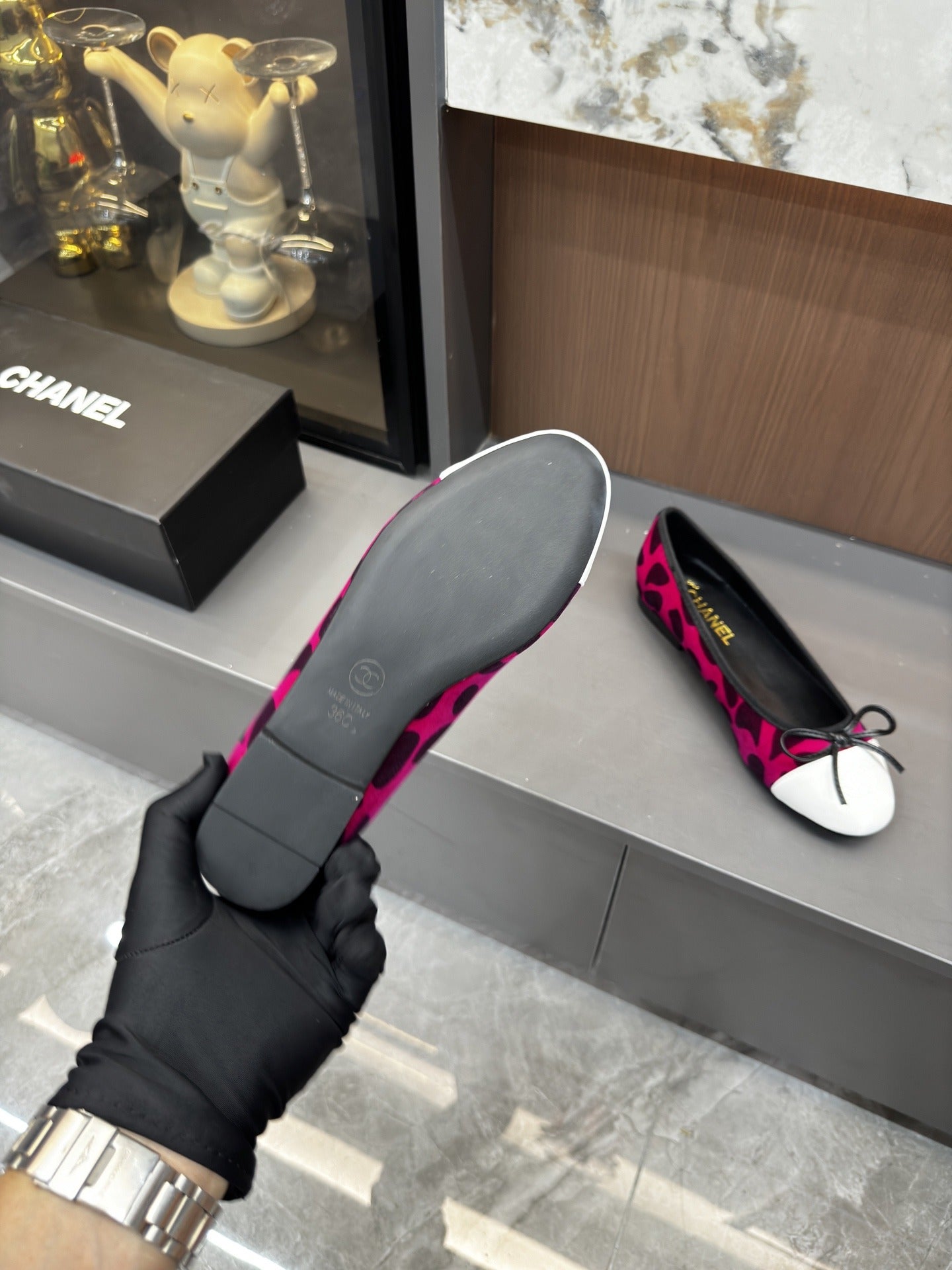 Chanel Lambskin Leather Bow Ballet Flats