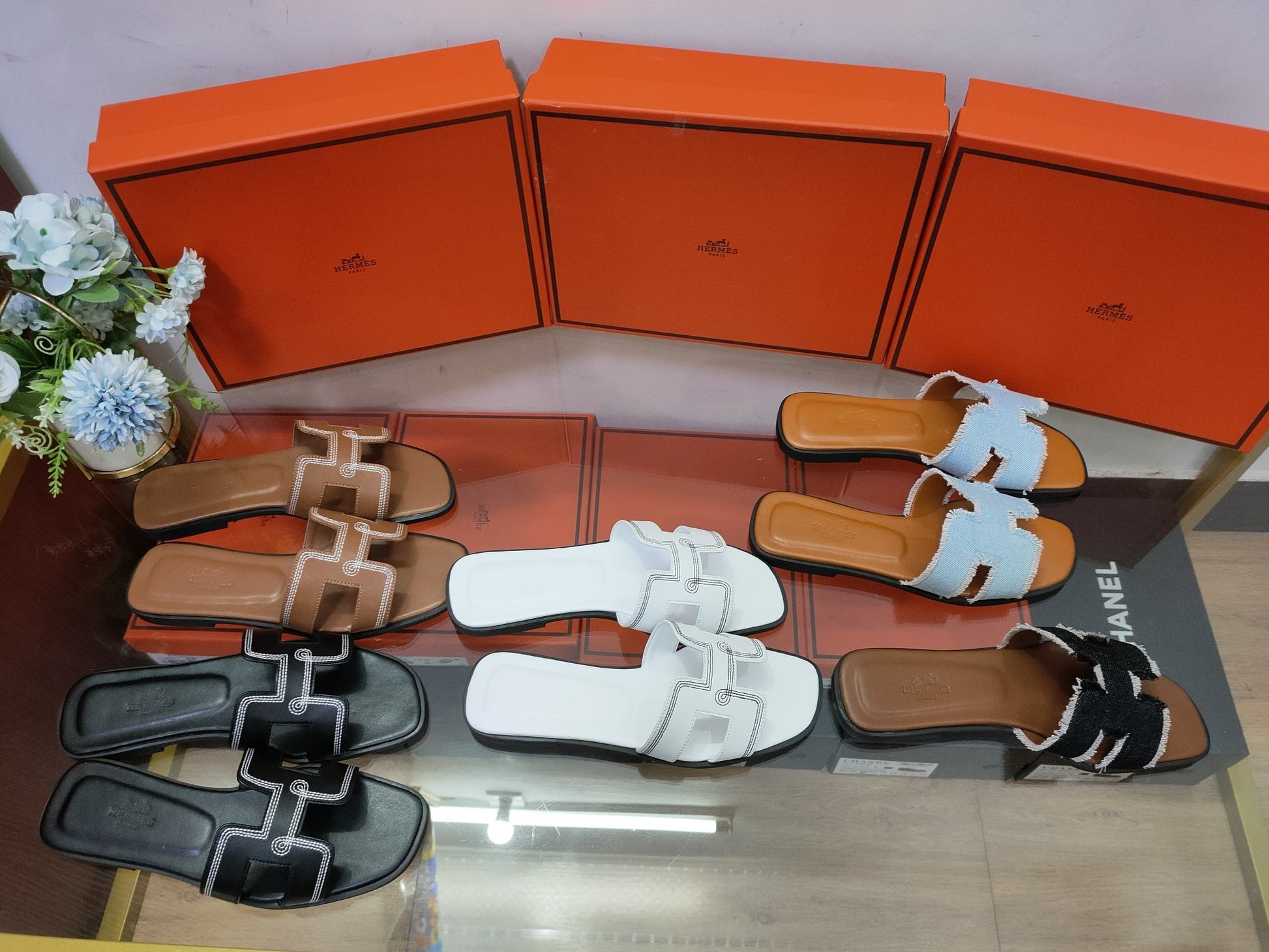 Hermes Leather Slides