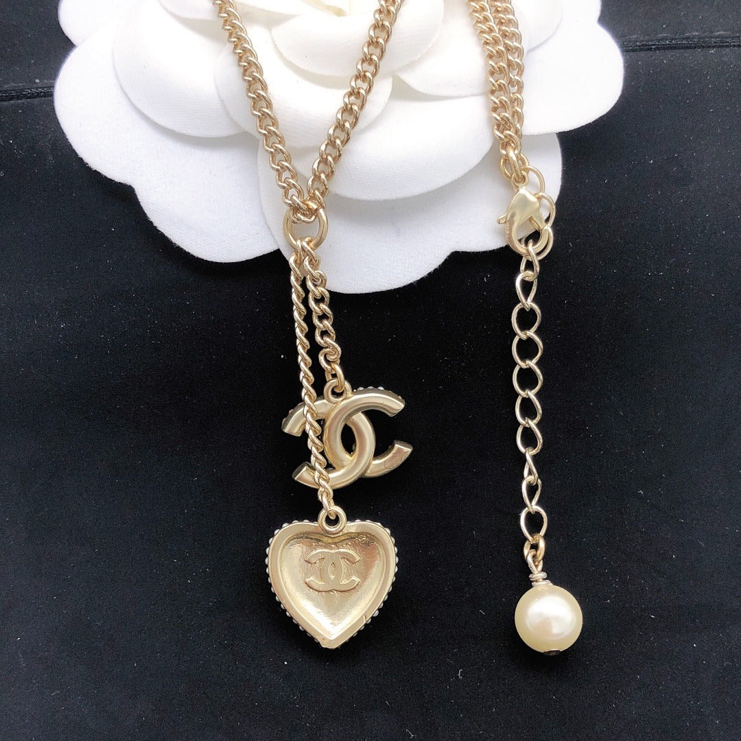 Chanel White Heart Necklace