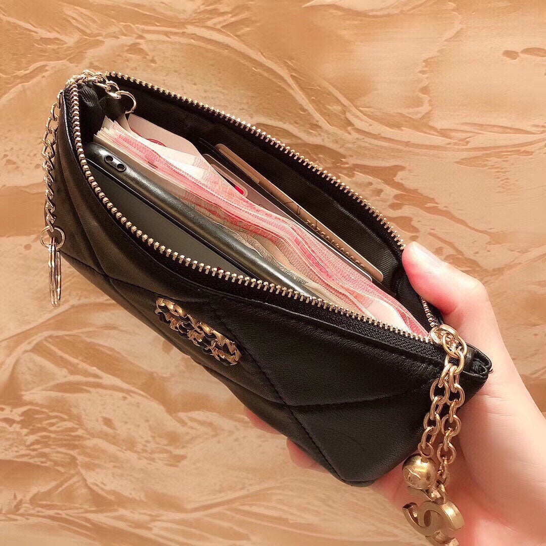 Chanel Black Lambskin Leather Wallet