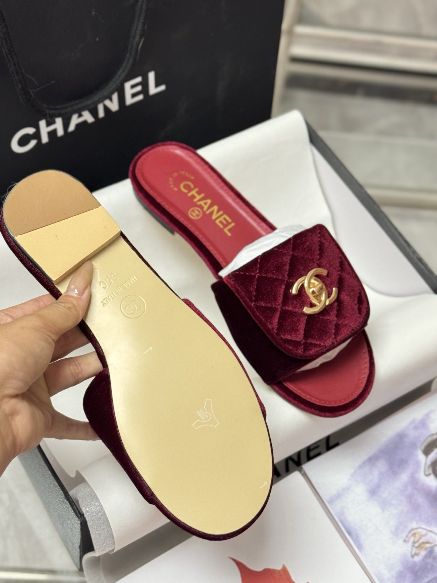 Chanel Lambskin Leather Slides