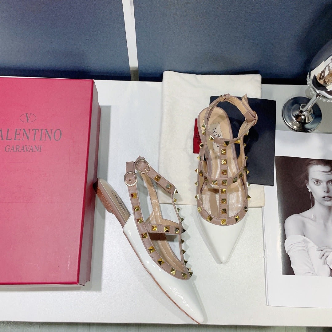 Valentino Lambskin Leather Pointed Toe Sandals