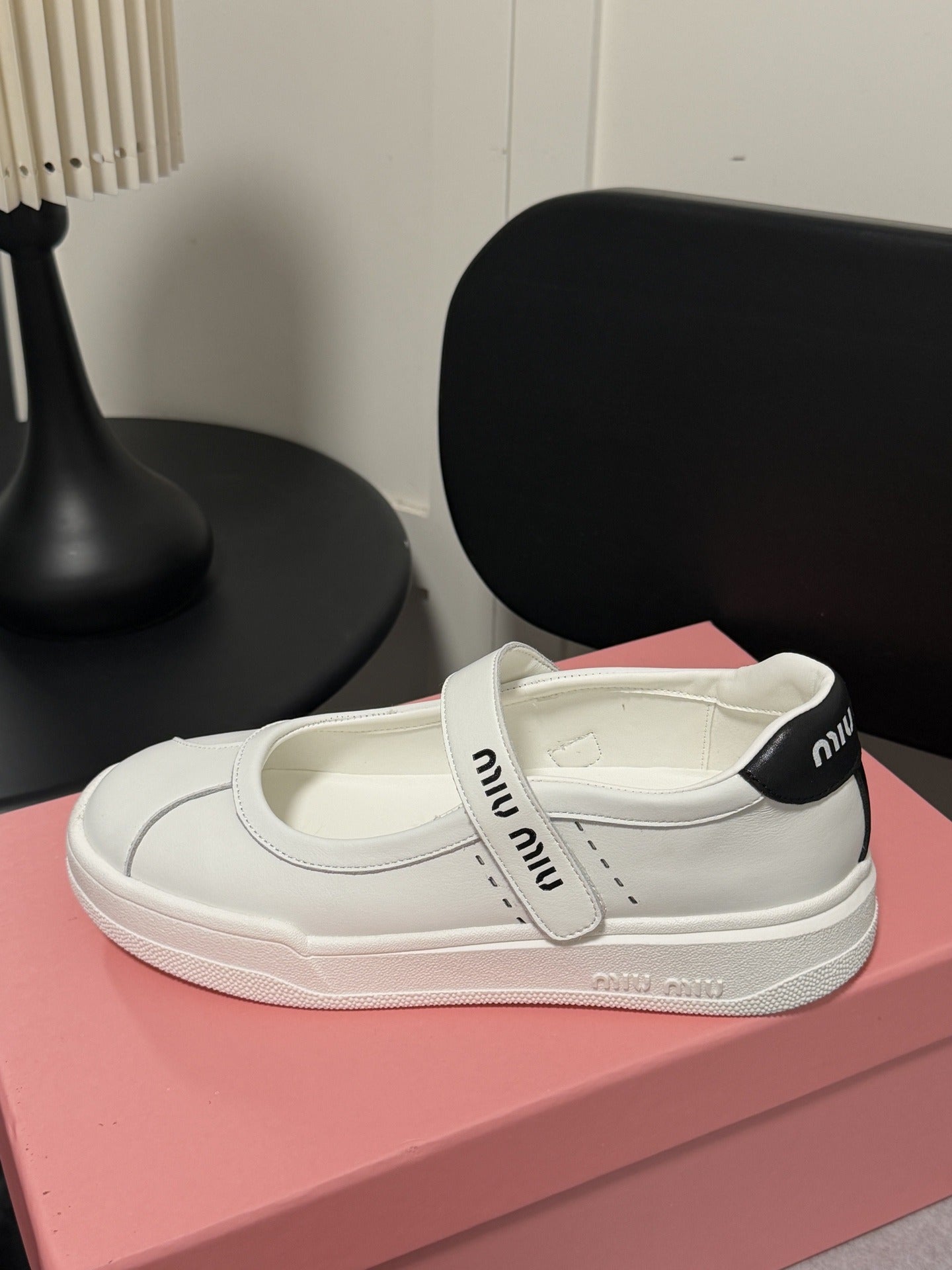 Miu Miu White Leather Logo Sneakers
