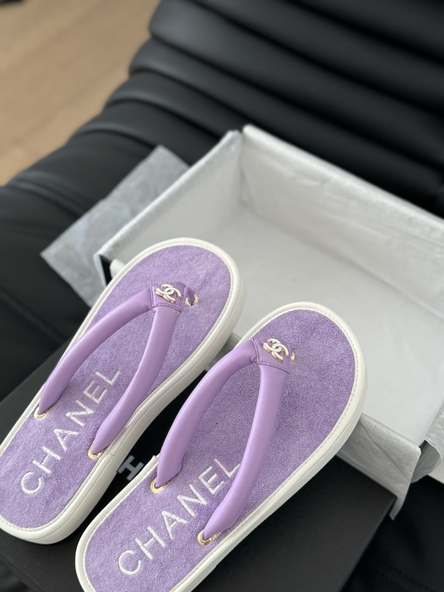 Chanel Leather Slides