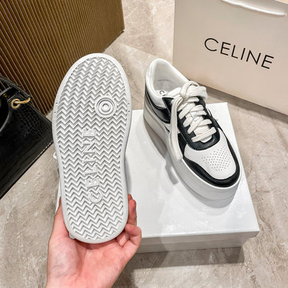 Celine Leather Vintage-Finish Sneakers