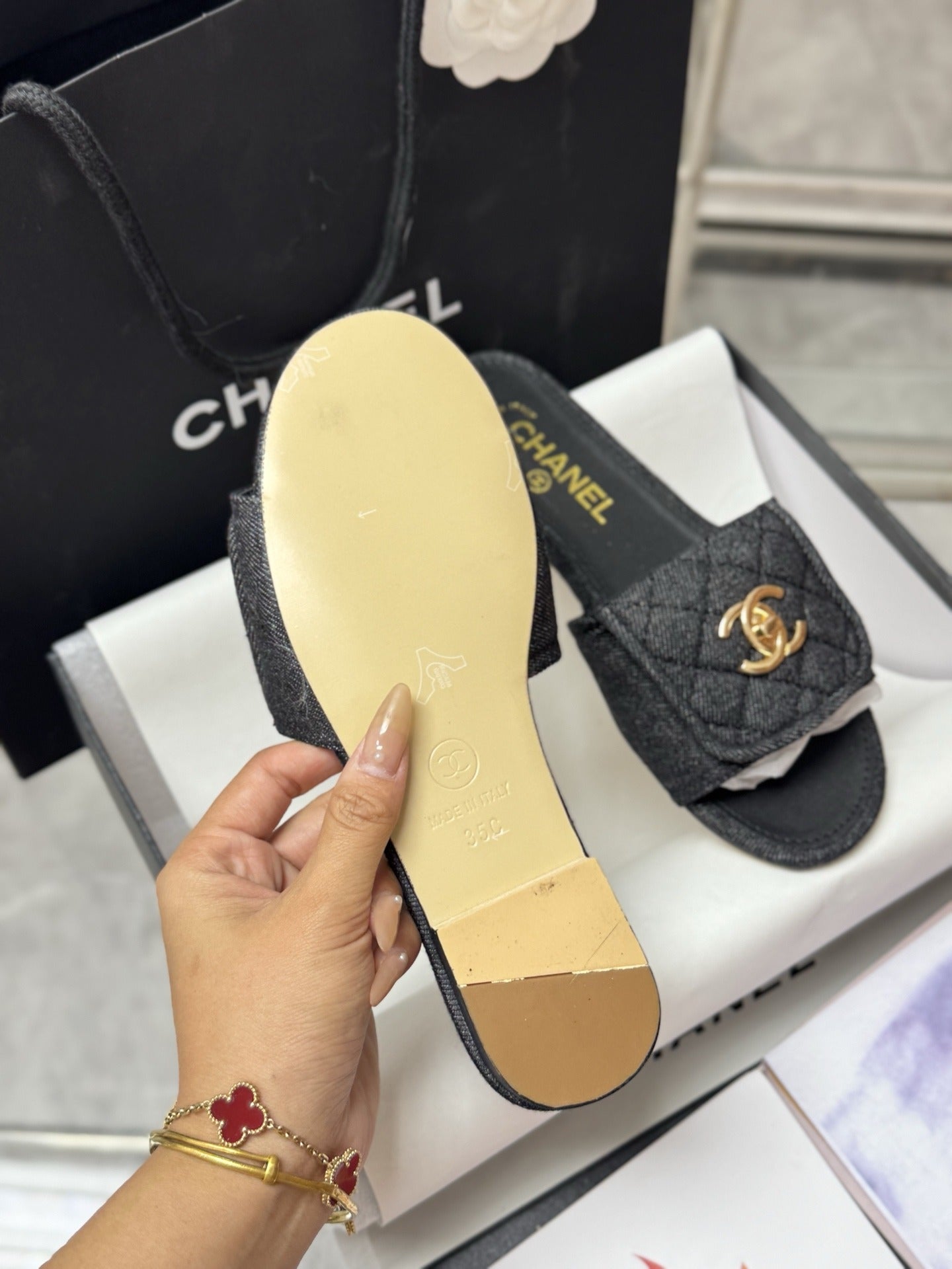 Chanel Lambskin Leather Slides