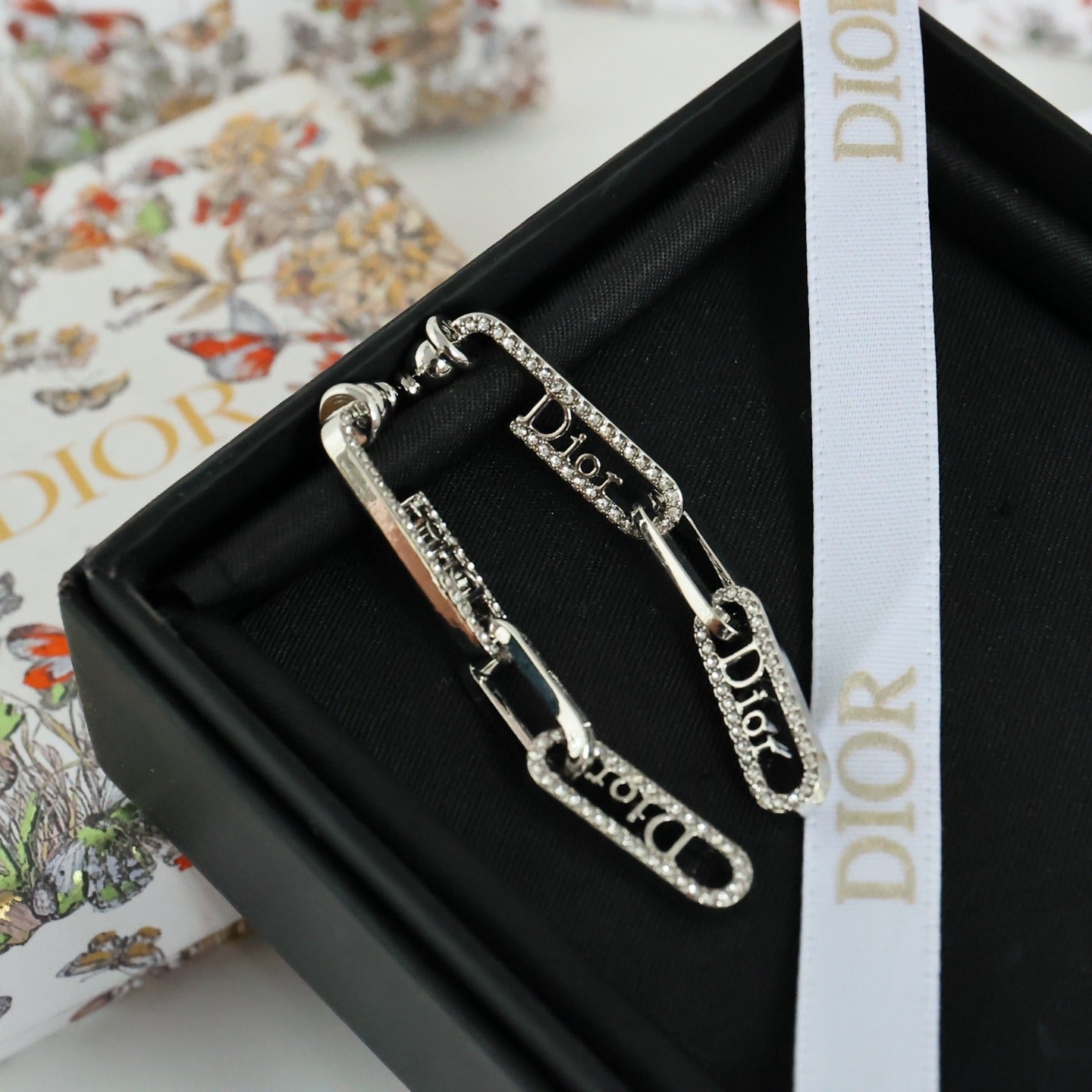 Dior Silver Logo Earrings